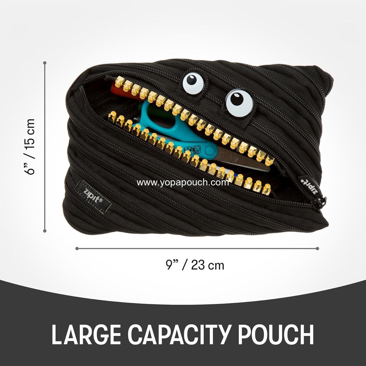 Wholesale Large Pencil Case for Kids, Cute Zipper Pouch for Boys, Girls, and Teens, Stationery Bag for School, Black - Supplier