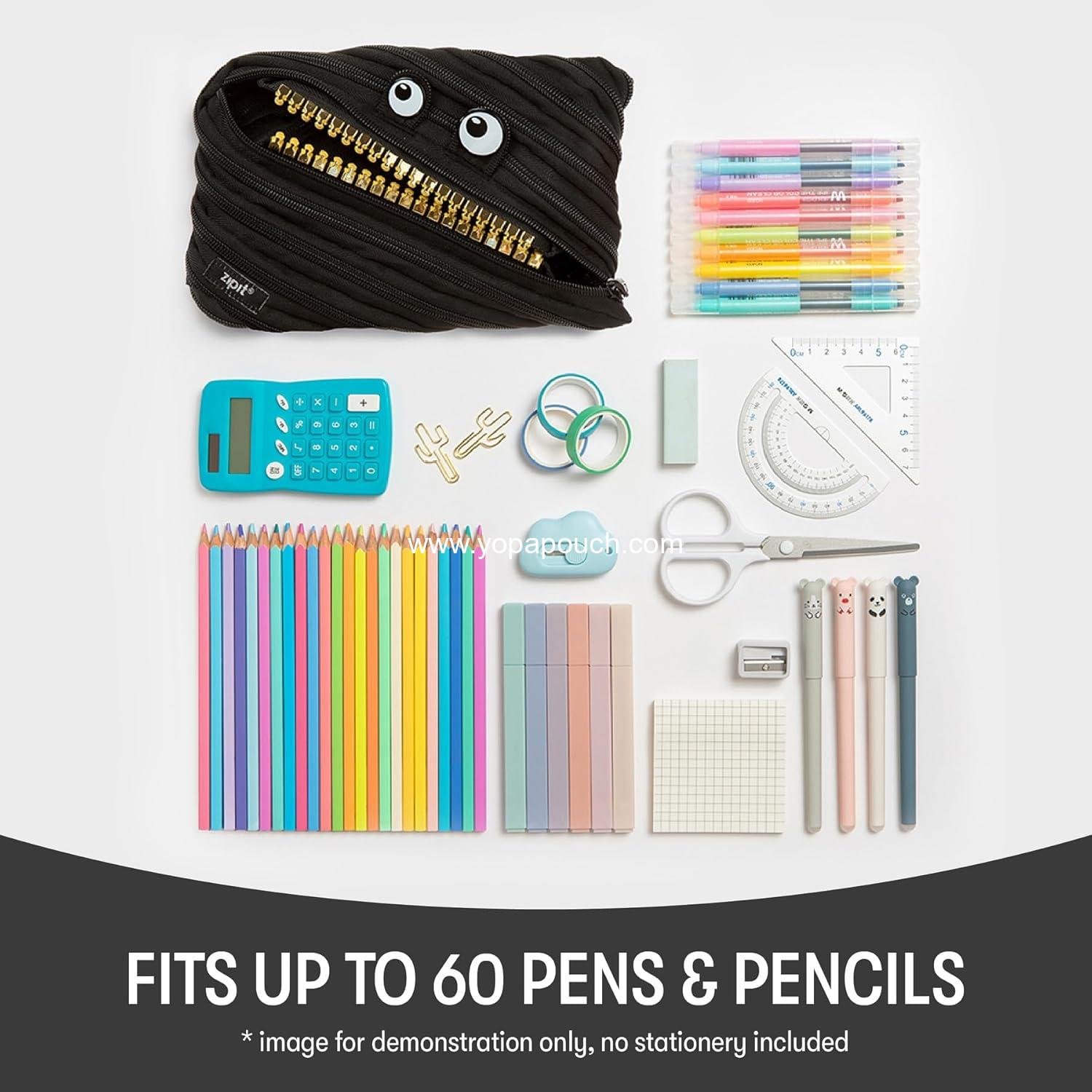 Wholesale Large Pencil Case for Kids, Cute Zipper Pouch for Boys, Girls, and Teens, Stationery Bag for School, Black - Supplier