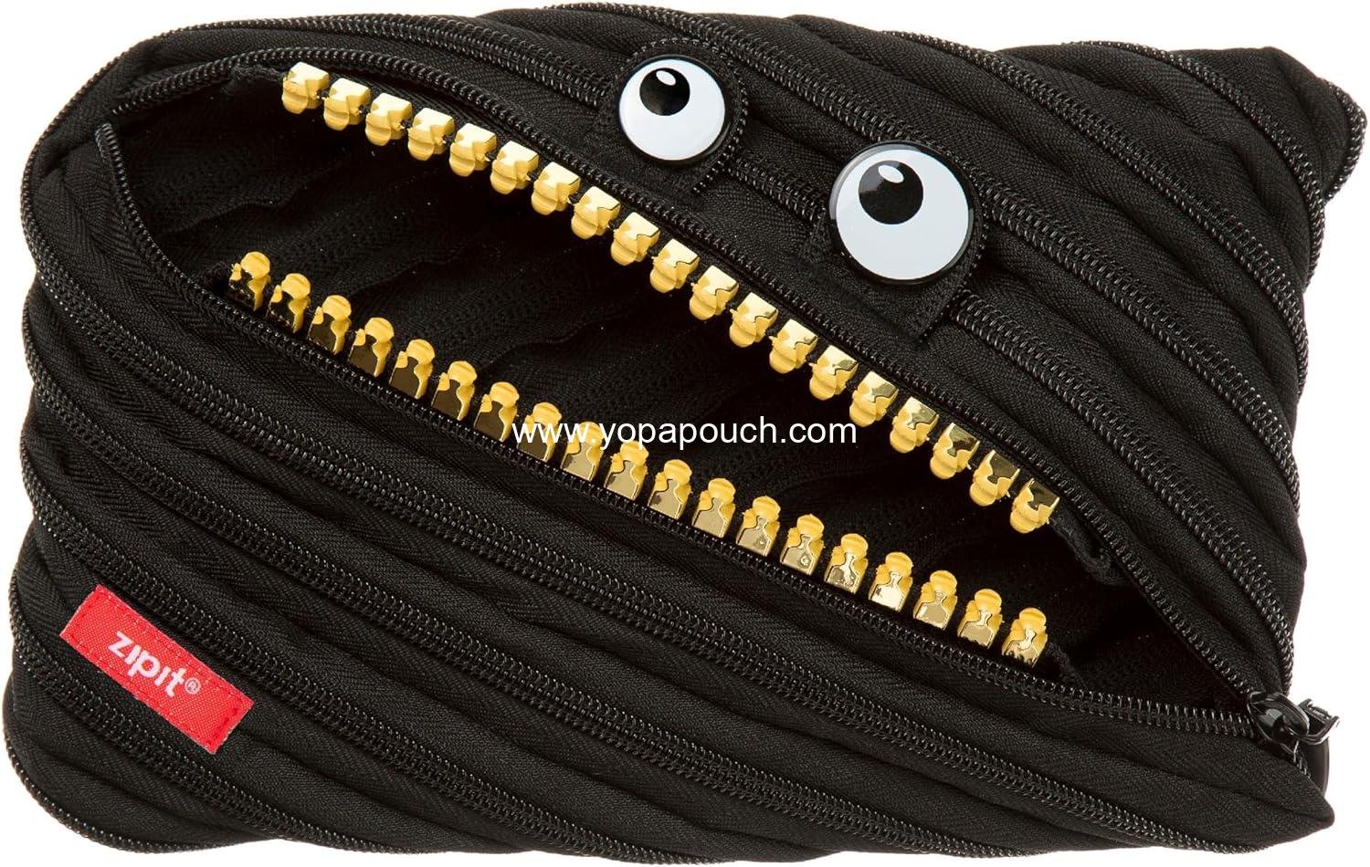 ZIPIT Grillz Large Pencil Case for Kids, Cute Zipper Pouch for Boys Girls and Teens, Stationery Bag for School ,Black