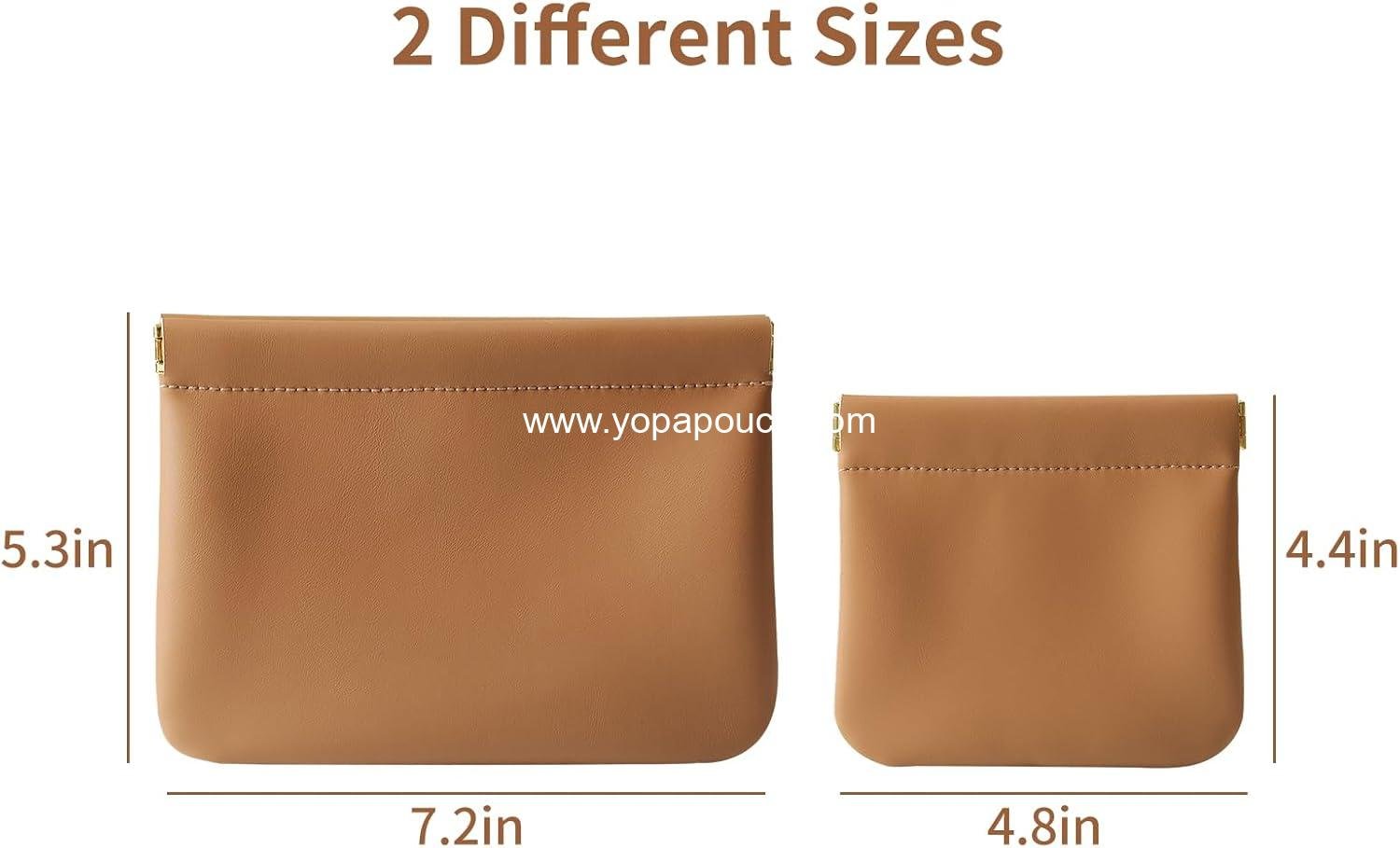 Wholesale OEM 2-Pack Small Makeup Bags for Women, Organosilicon Super Fiber Leather Mini Cosmetic Bags for Travel, Coin Purse Organizer Storage Pouch (Brown) - Manufacturer