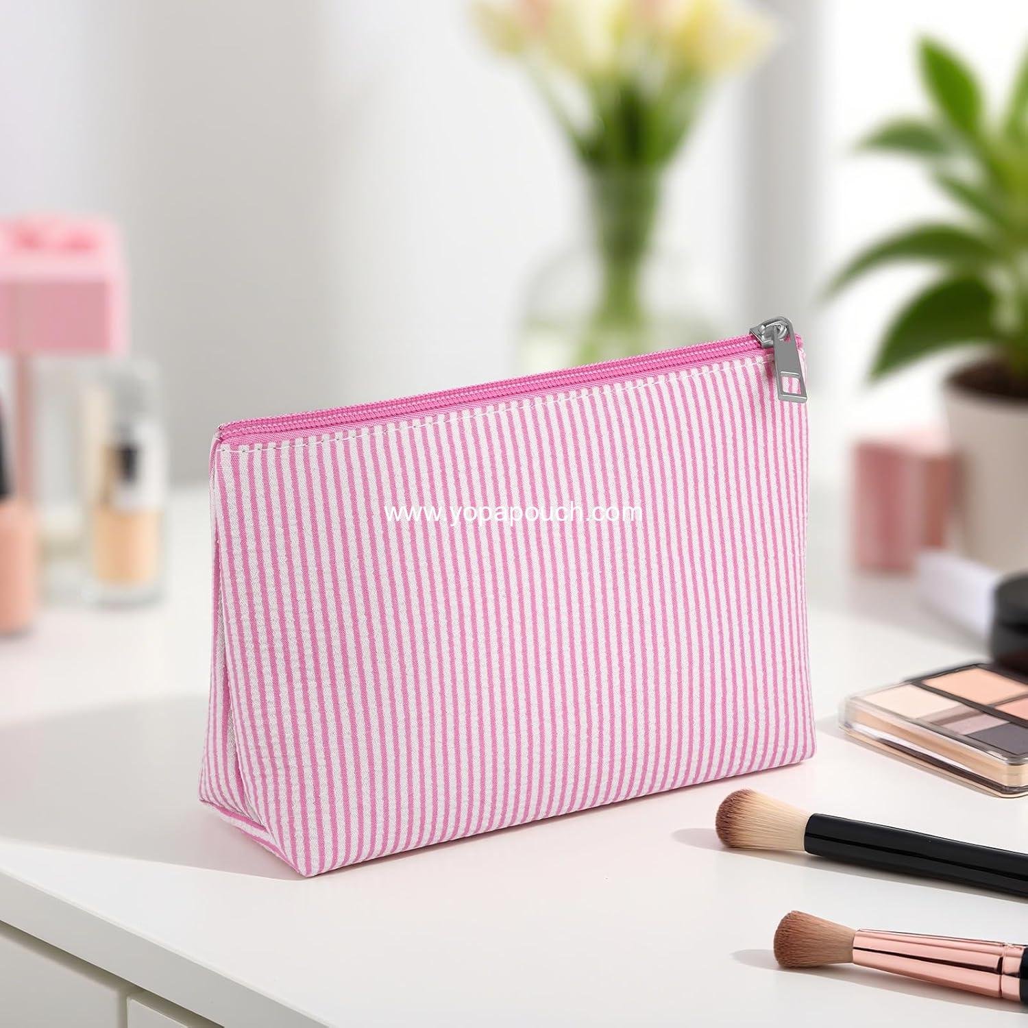 OEM Small Makeup Bag for Purse Cosmetic Pouch with Slip-in Pockets Travel Makeup Organizer for Women Preppy Stuff - Pink Factory