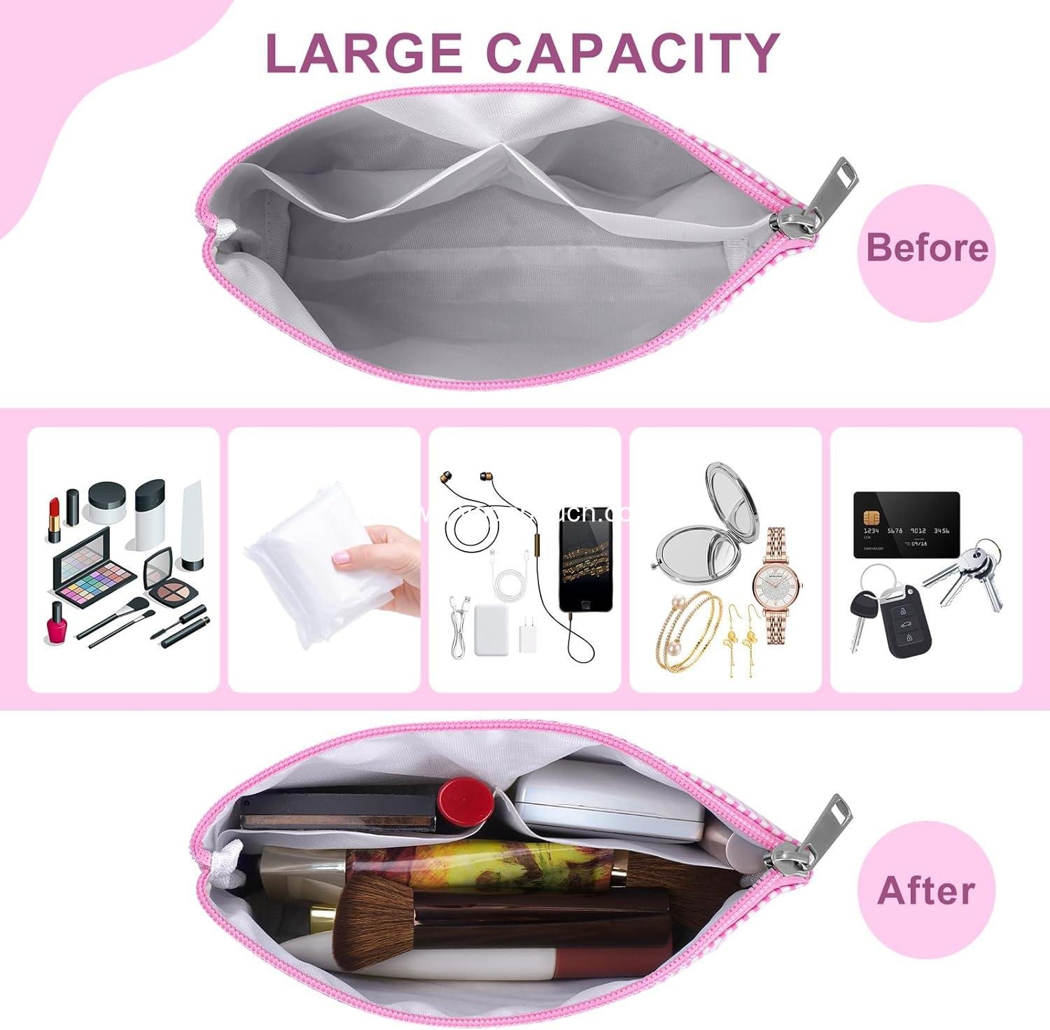 OEM Small Makeup Bag for Purse Cosmetic Pouch with Slip-in Pockets Travel Makeup Organizer for Women Preppy Stuff - Pink Factory