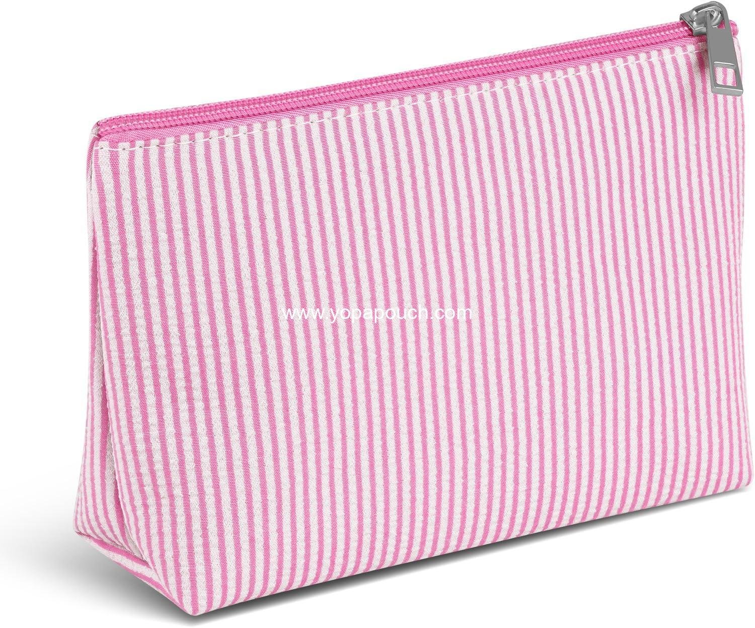 Breteil Small Makeup Bag for Purse Cosmetic Bag with Slip-in Pockets Travel Makeup Pouch for Women Preppy Stuff - Pink