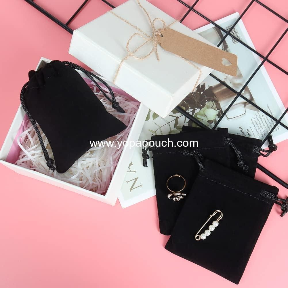 Wholesale 50pcs Velvet Jewelry Bags 3x4 Inch Black Drawstring Gift Pouches Coin Purse for Dice Small Business Party Favor Supplier
