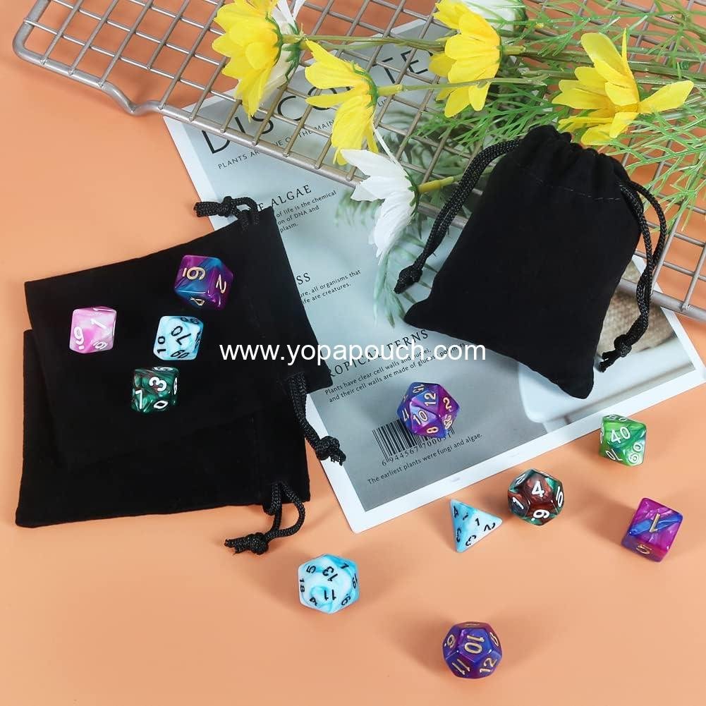 Wholesale 50pcs Velvet Jewelry Bags 3x4 Inch Black Drawstring Gift Pouches Coin Purse for Dice Small Business Party Favor Supplier