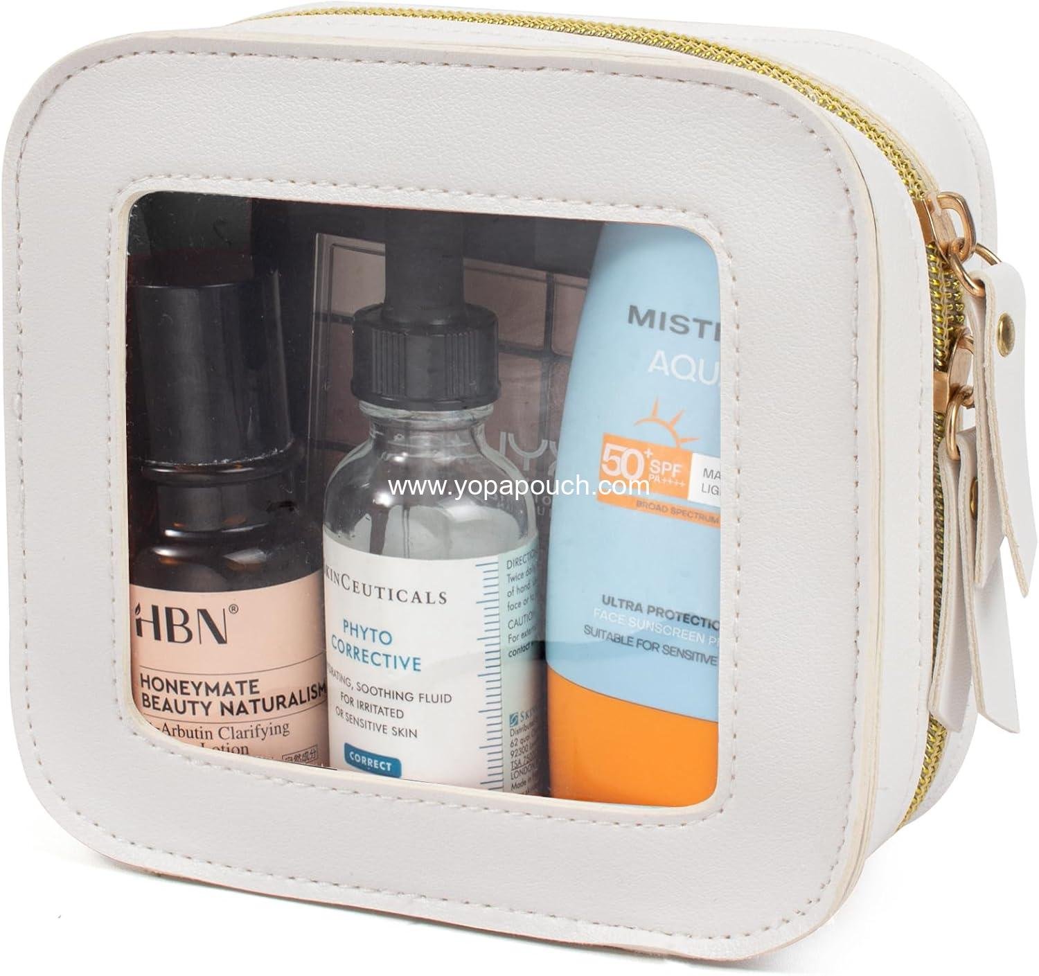 LETGO Mini Makeup Bag,Clear Makeup Bag Cute Travel Makeup Case Pouch Purse Essentials Car Accesories for Women,Travel Essentials Organizers (White, Mini)