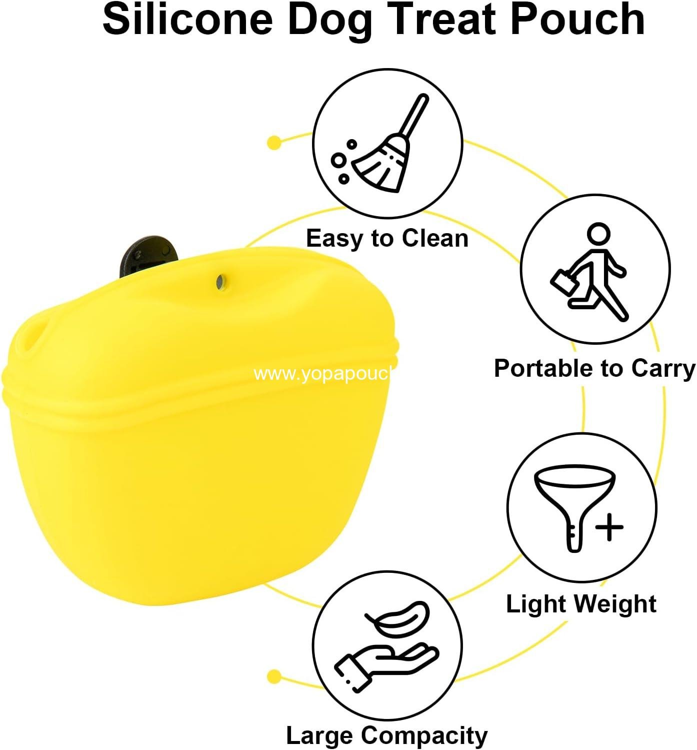 Wholesale Silicone Pet Treat Bags - 2 Pcs Portable Dog Training Pouch with Buckle Closure and Waist Clip for Pet Training, Manufacturer