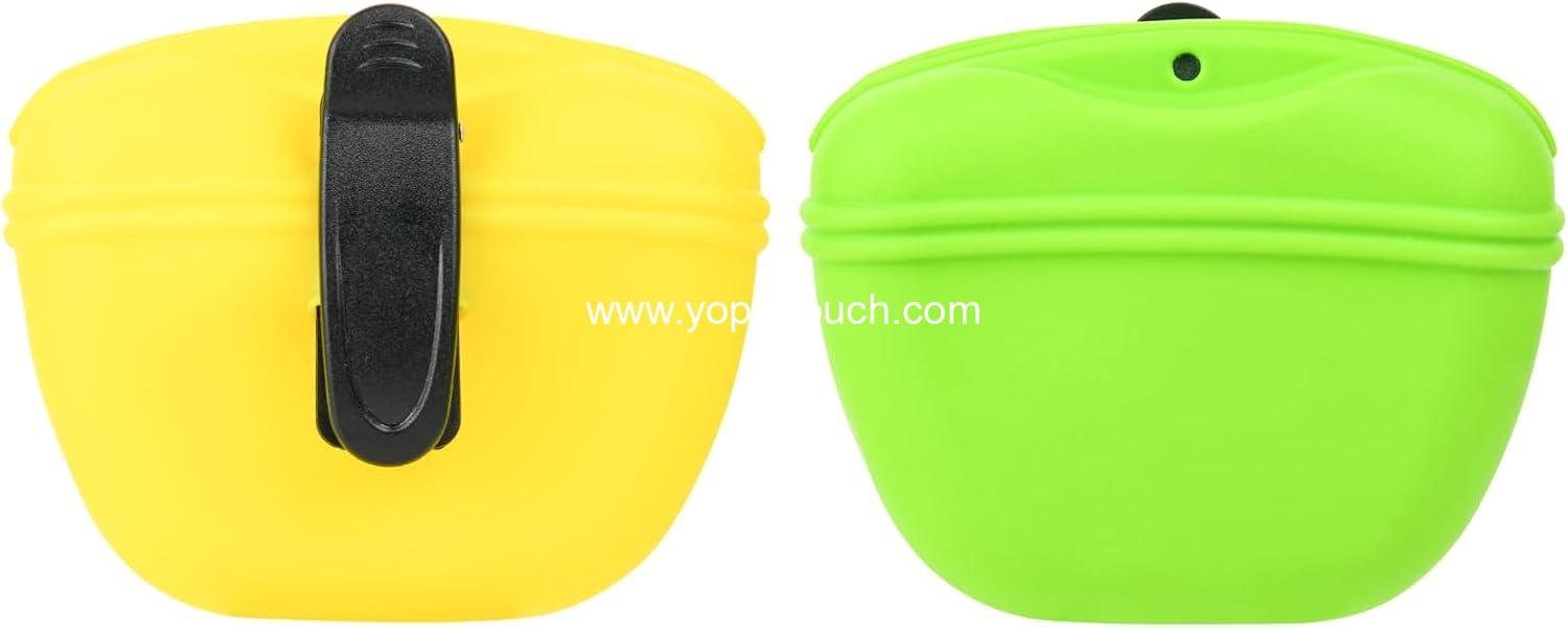 Cosmos 2 Pcs Pet Treat Bag Dog Training Pouch Silicone Portable Pet Training Container Dog Treat Holder with Buckle Closure and Waist Clip Dog Treat Pouches for Pet Training