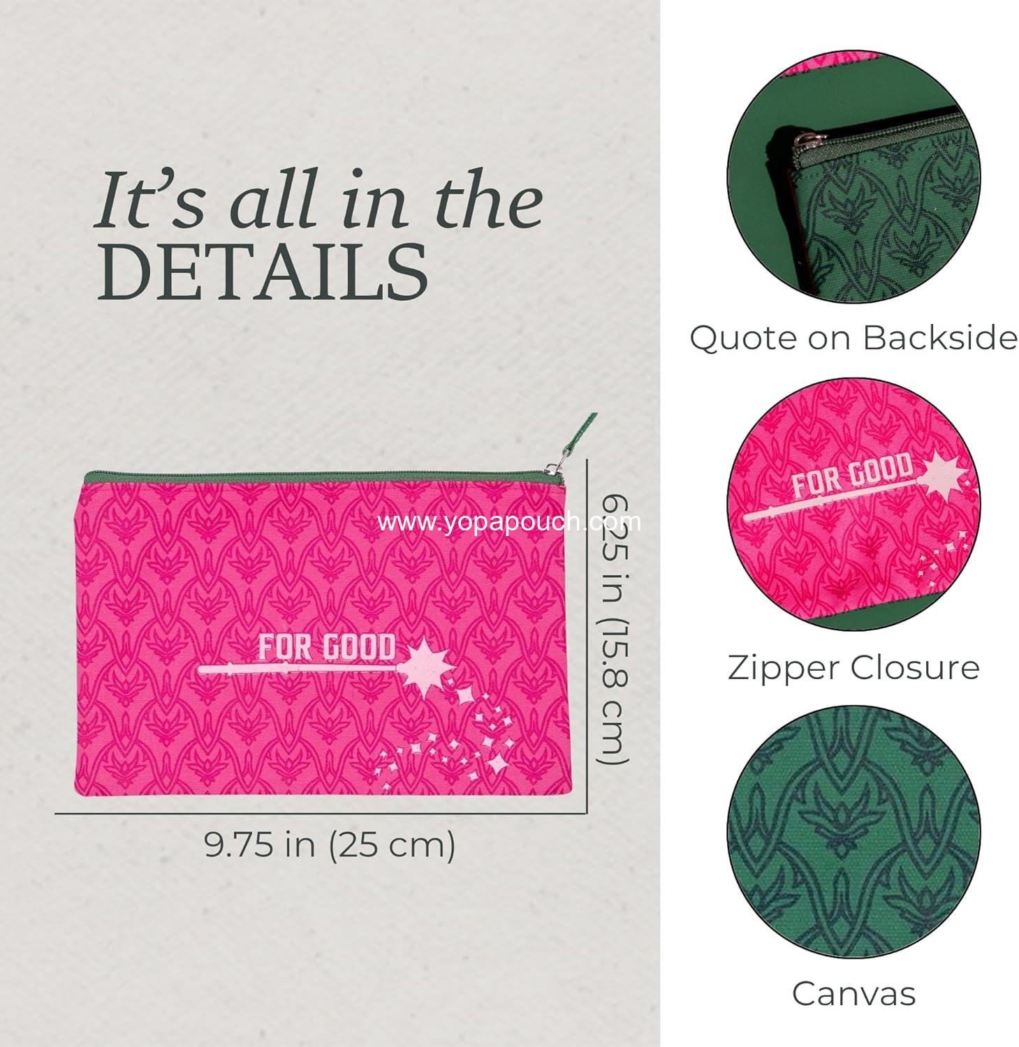 Wholesale Canvas Pencil Pouch, Bookish Zipper Bag for Purse, 9.75