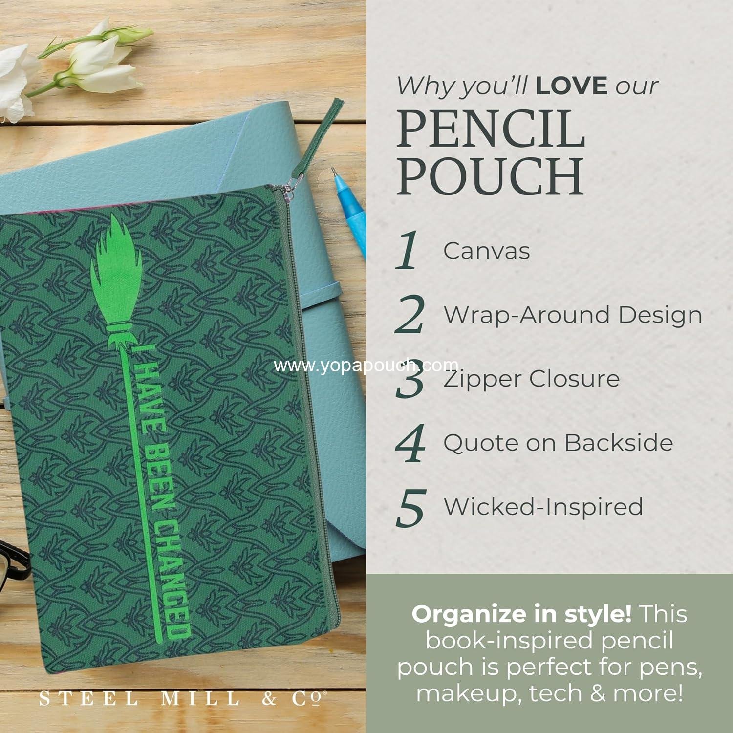 Wholesale Canvas Pencil Pouch, Bookish Zipper Bag for Purse, 9.75