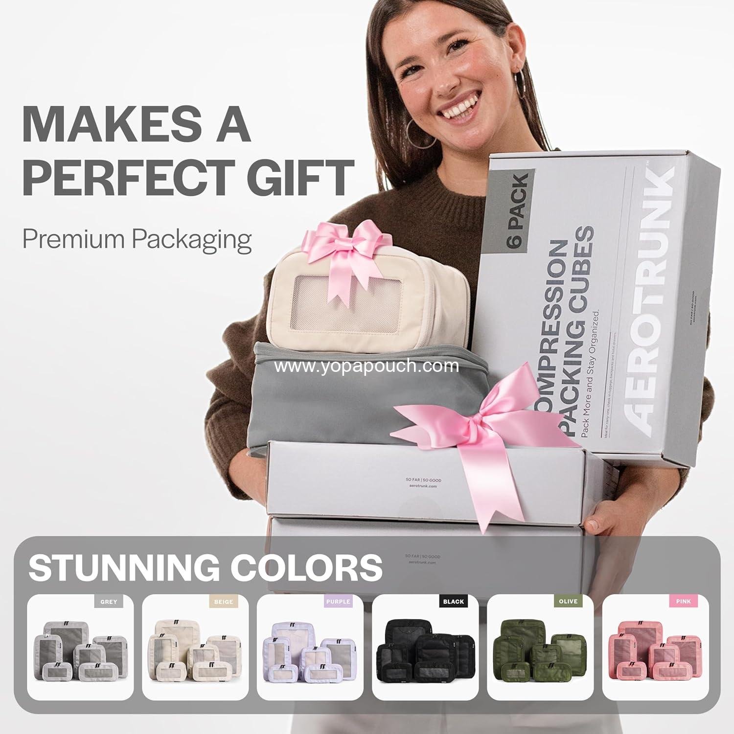 Wholesale Compression Packing Cubes for Travel - Luggage Organizer Bags - Double Zipper Suitcase Cubes (6-Pack, Beige) Supplier