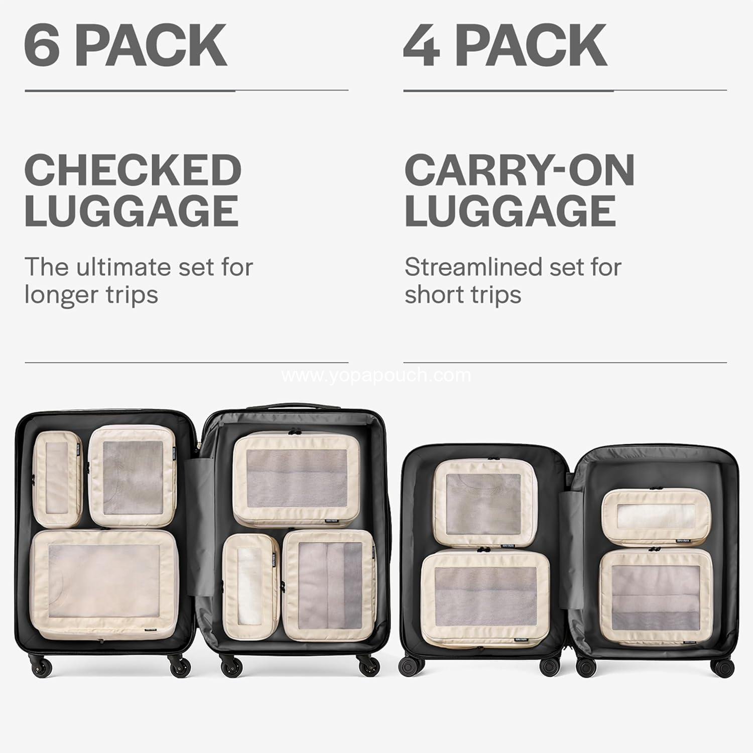 Wholesale Compression Packing Cubes for Travel - Luggage Organizer Bags - Double Zipper Suitcase Cubes (6-Pack, Beige) Supplier