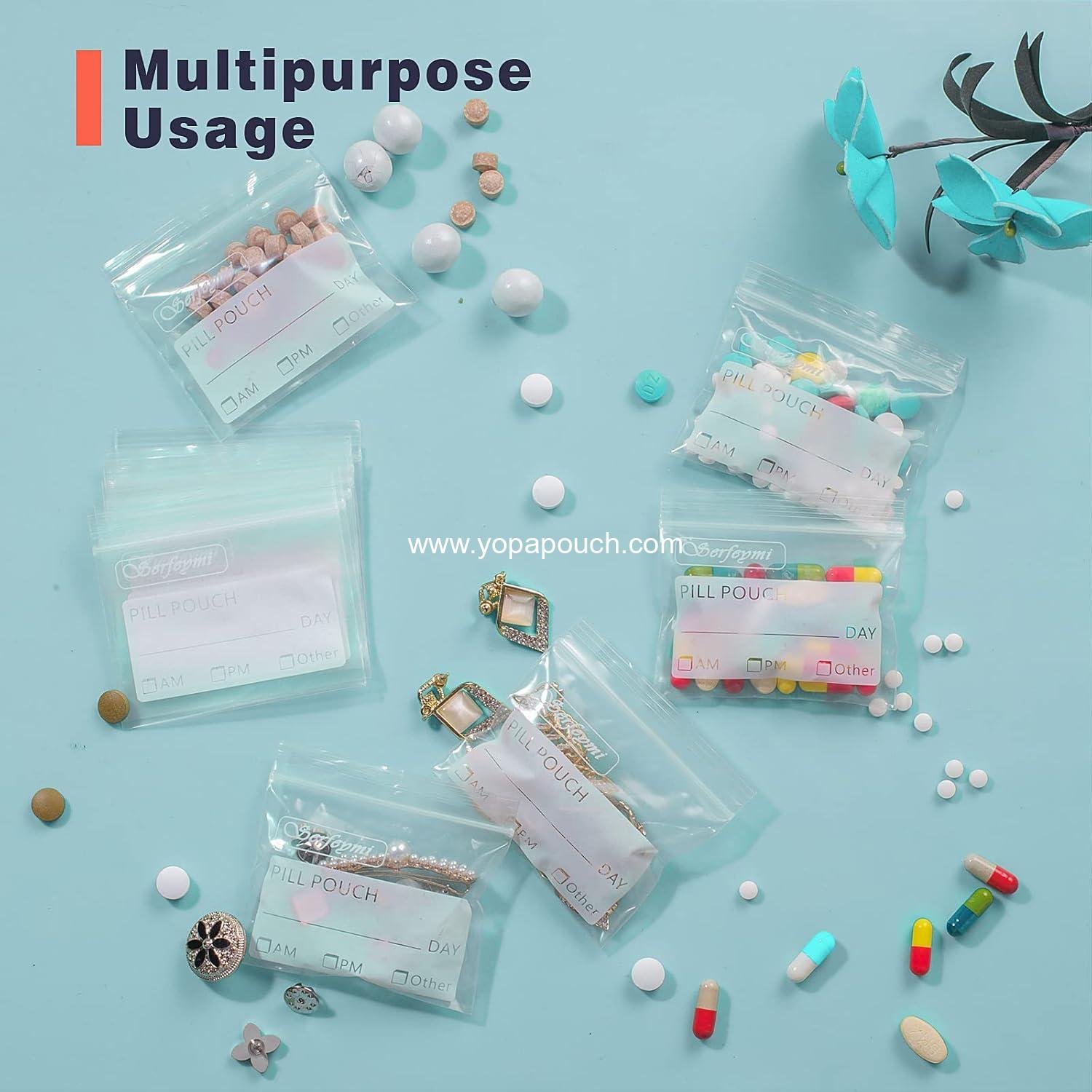 Wholesale Pill Pouch Organizer, 120 Reusable 3 x 2.75 Inch Pill Bags, BPA Free, Waterproof with Write-on Label & Zipper Seal, AM PM Supplement Baggies, Supplier