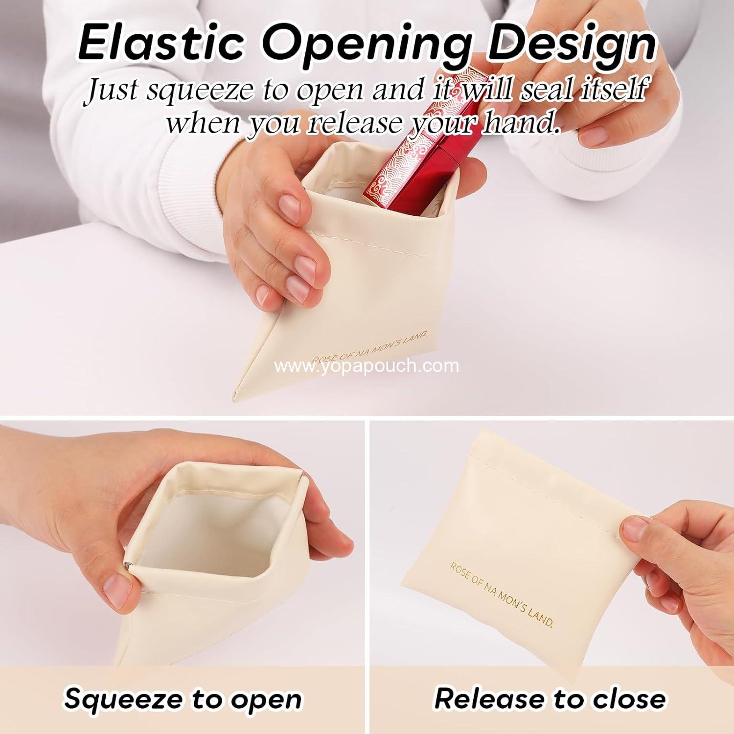 Wholesale PU Leather Makeup Bag Set: Large & Small Portable Cosmetic Pouches, Waterproof Squeeze Top Coin Purse, Travel Organizer for Makeup, Lipstick, Jewelry, Earbuds (White) Supplier