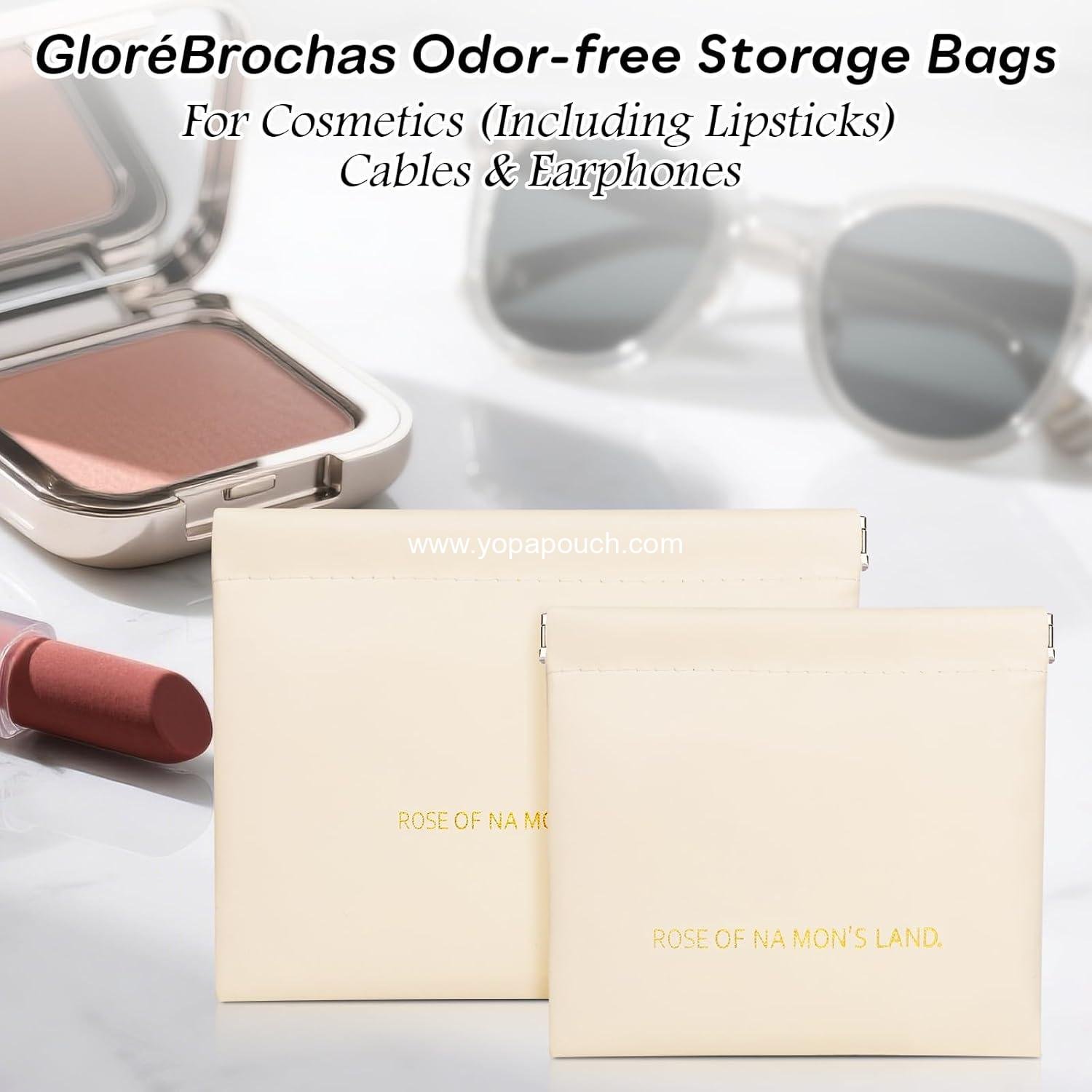 Wholesale PU Leather Makeup Bag Set: Large & Small Portable Cosmetic Pouches, Waterproof Squeeze Top Coin Purse, Travel Organizer for Makeup, Lipstick, Jewelry, Earbuds (White) Supplier