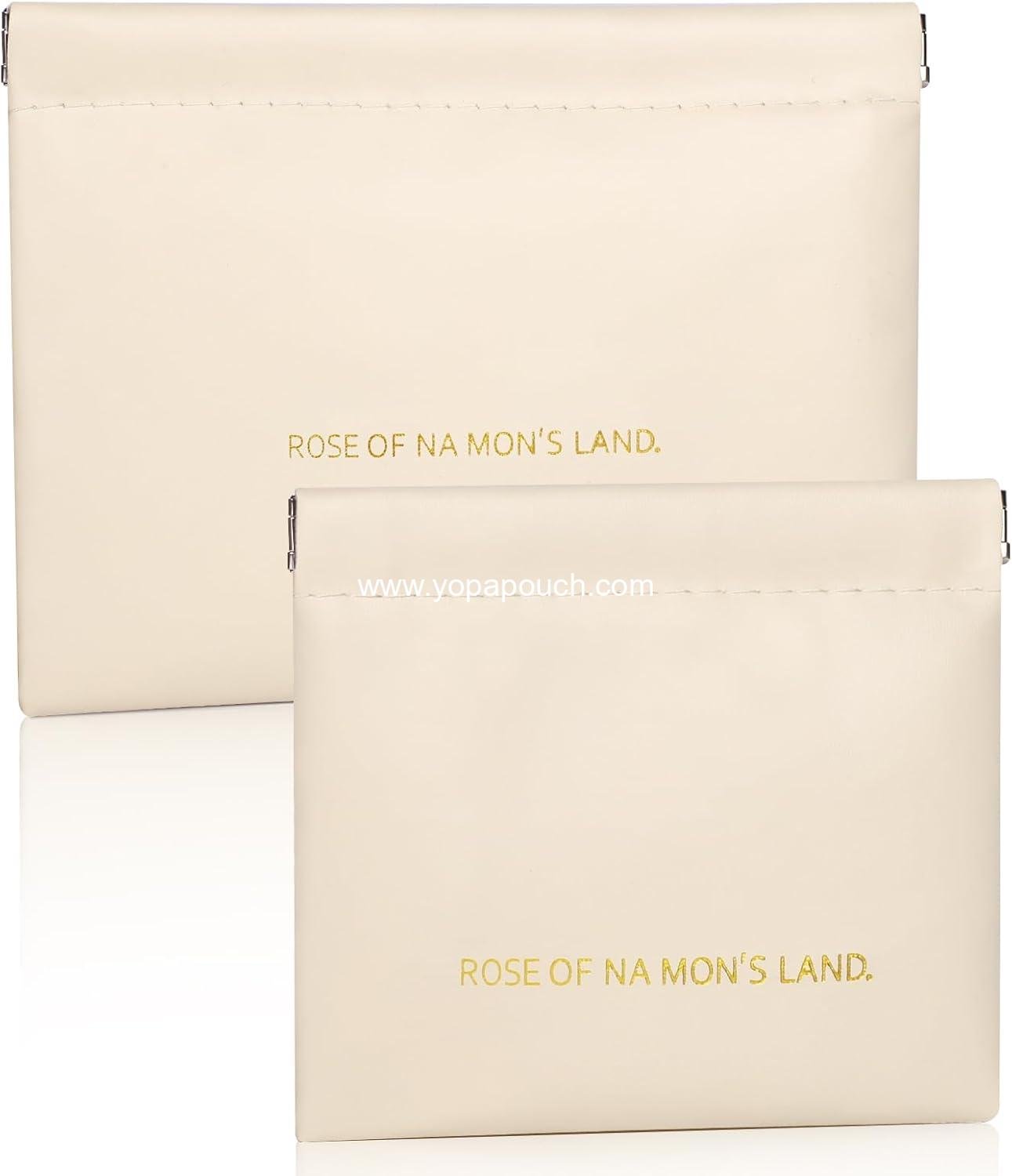 Makeup Bag for Purse:GloréBrochas PU Leather Makeup Pouch Set Large & Small Portable Cosmetic Bags, Waterproof Squeeze Top Coin Purse,Travel Organizer for Makeup,Lipstick, Jewelry,Earbuds(White)