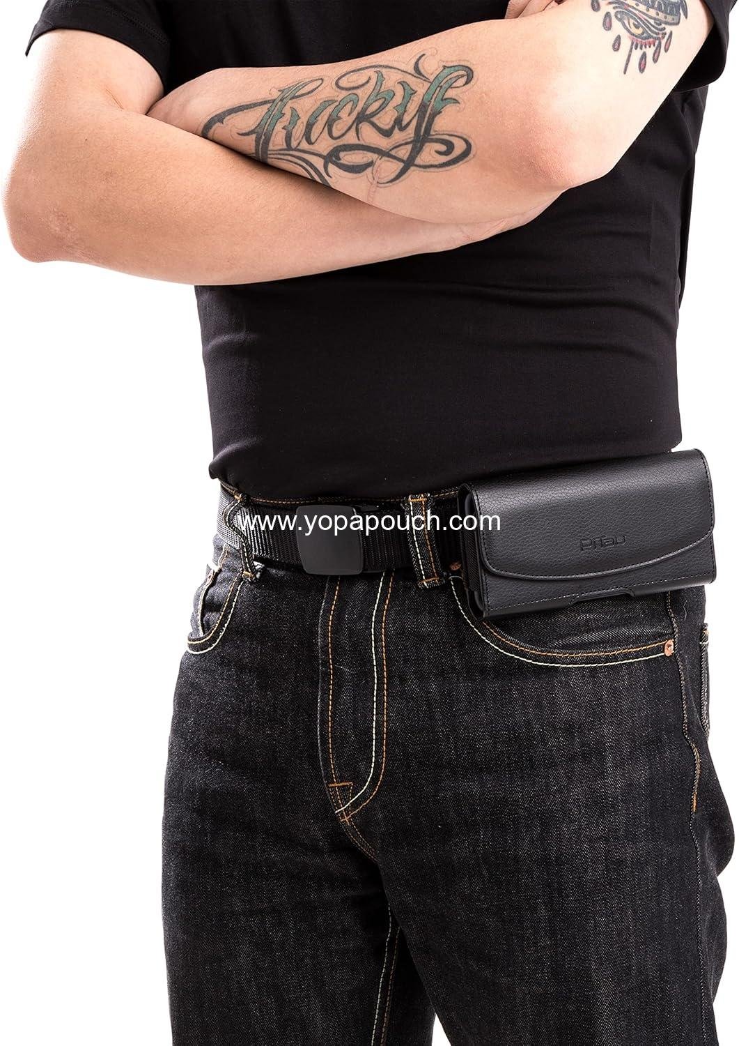 Wholesale Cellphone Holster Clip Pouch for iPhone 17, 16, 15, 14, 13, 12, 11, Xs, XR (Pro Models) with ID/Credit Card Holder, Fits Otterbox Cover, Black - Supplier