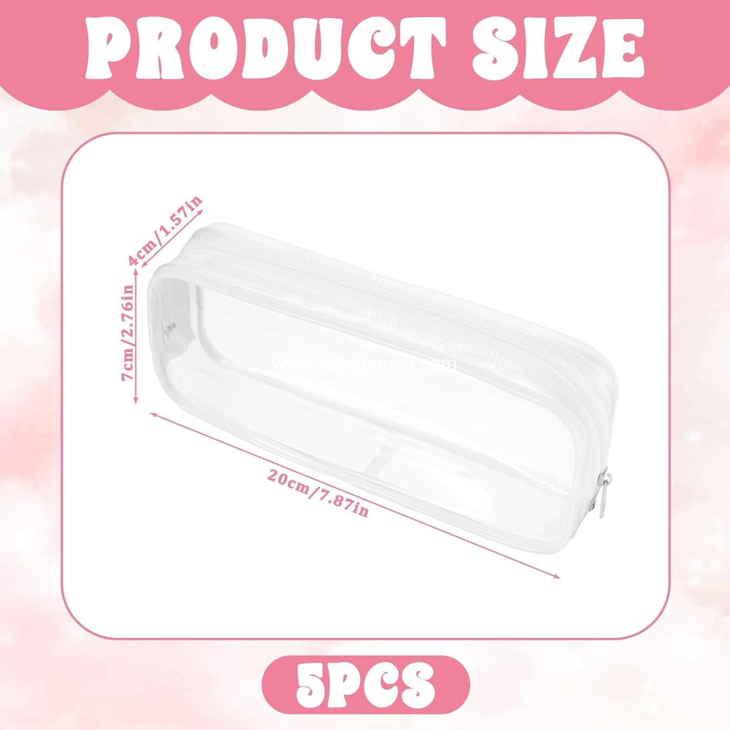 Wholesale 5 Pack PVC Waterproof Pencil Zipper Bags, Portable Travel Toiletry Pouch, Clear Storage Bag for Makeup Brushes, Building Blocks, Puzzles, Gifts for Women, Students, Men, Kids (White) - Supplier