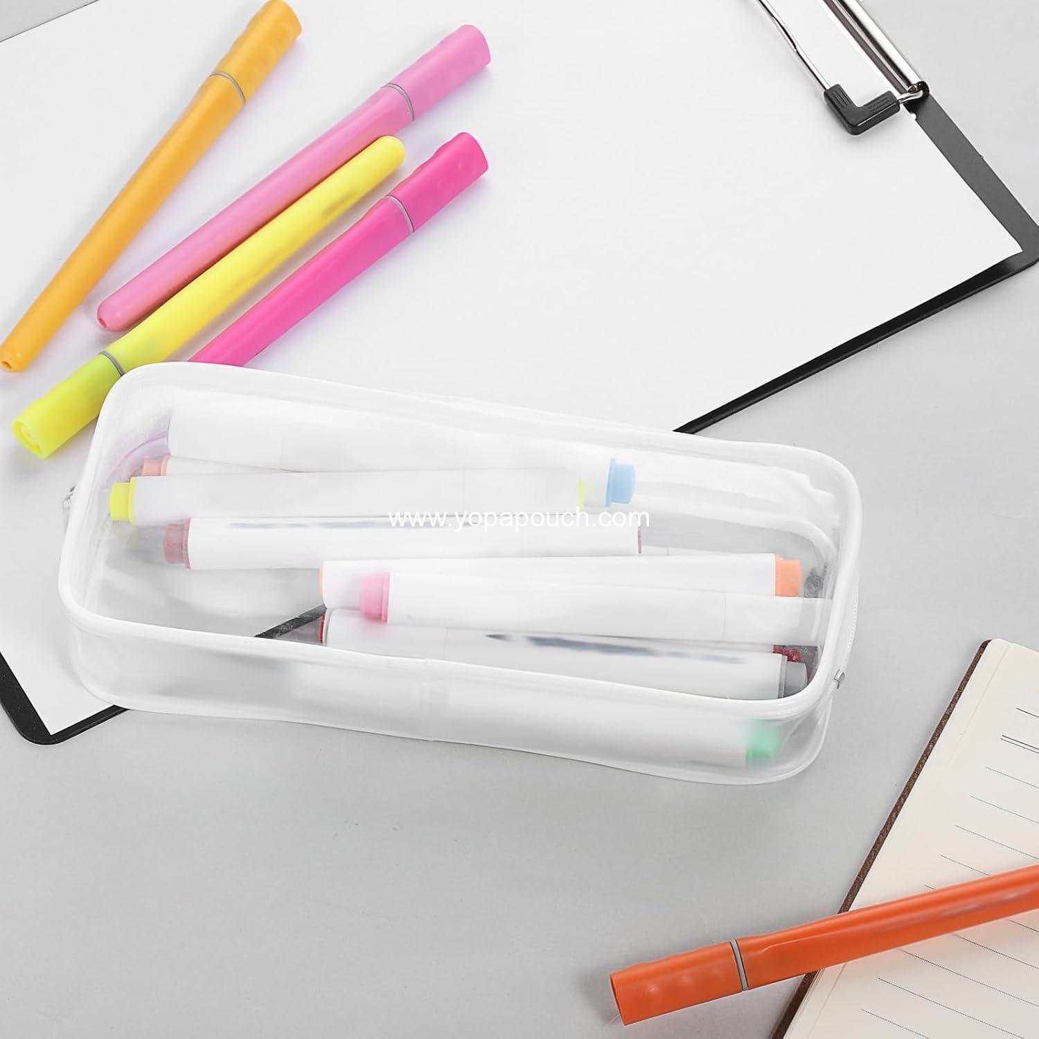 Wholesale 5 Pack PVC Waterproof Pencil Zipper Bags, Portable Travel Toiletry Pouch, Clear Storage Bag for Makeup Brushes, Building Blocks, Puzzles, Gifts for Women, Students, Men, Kids (White) - Supplier