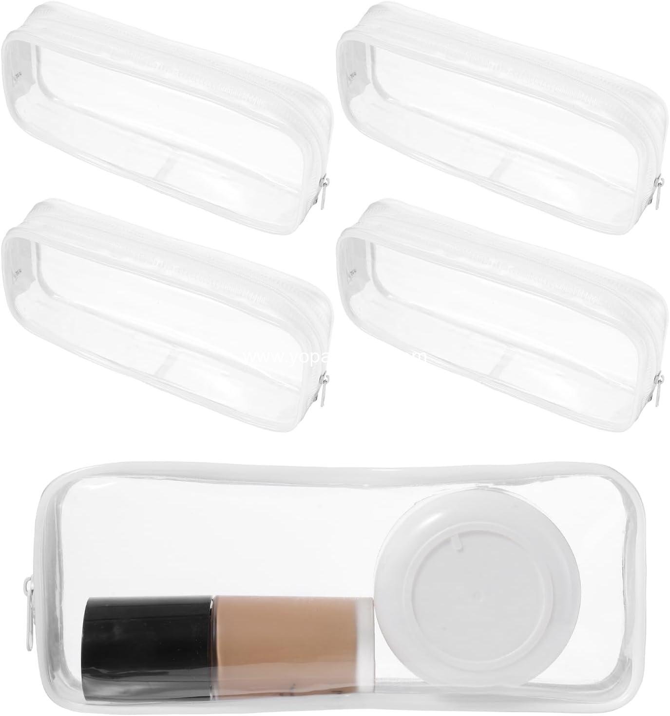 5 Pack PVC Waterproof Pencil Zipper Bag, Portable Travel Toiletry Carry Pouch, Clear Storage Bag for Makeup Brush, Building Blocks, Puzzles, Gifts for Women, Students, Men, Kids (White)