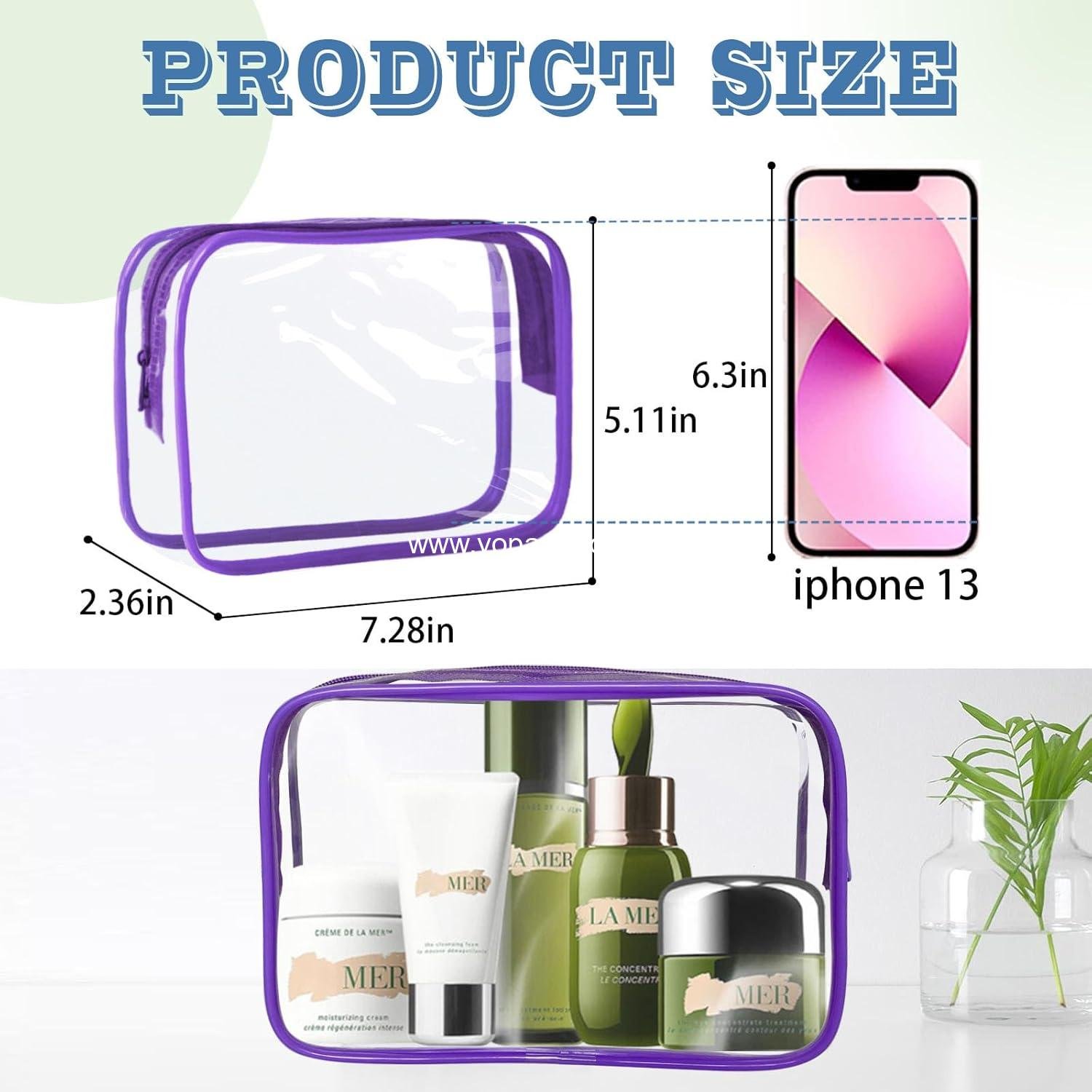 Wholesale 16-Piece Clear Makeup Bag Set - PVC Zippered Toiletry Pouch, Portable Waterproof Cosmetics Organizer for Travel and Bathroom (Purple-M) Supplier
