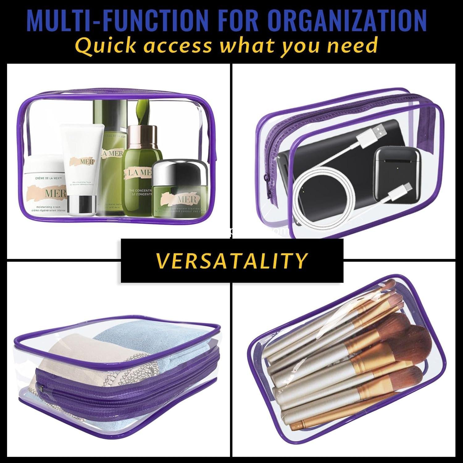 Wholesale 16-Piece Clear Makeup Bag Set - PVC Zippered Toiletry Pouch, Portable Waterproof Cosmetics Organizer for Travel and Bathroom (Purple-M) Supplier