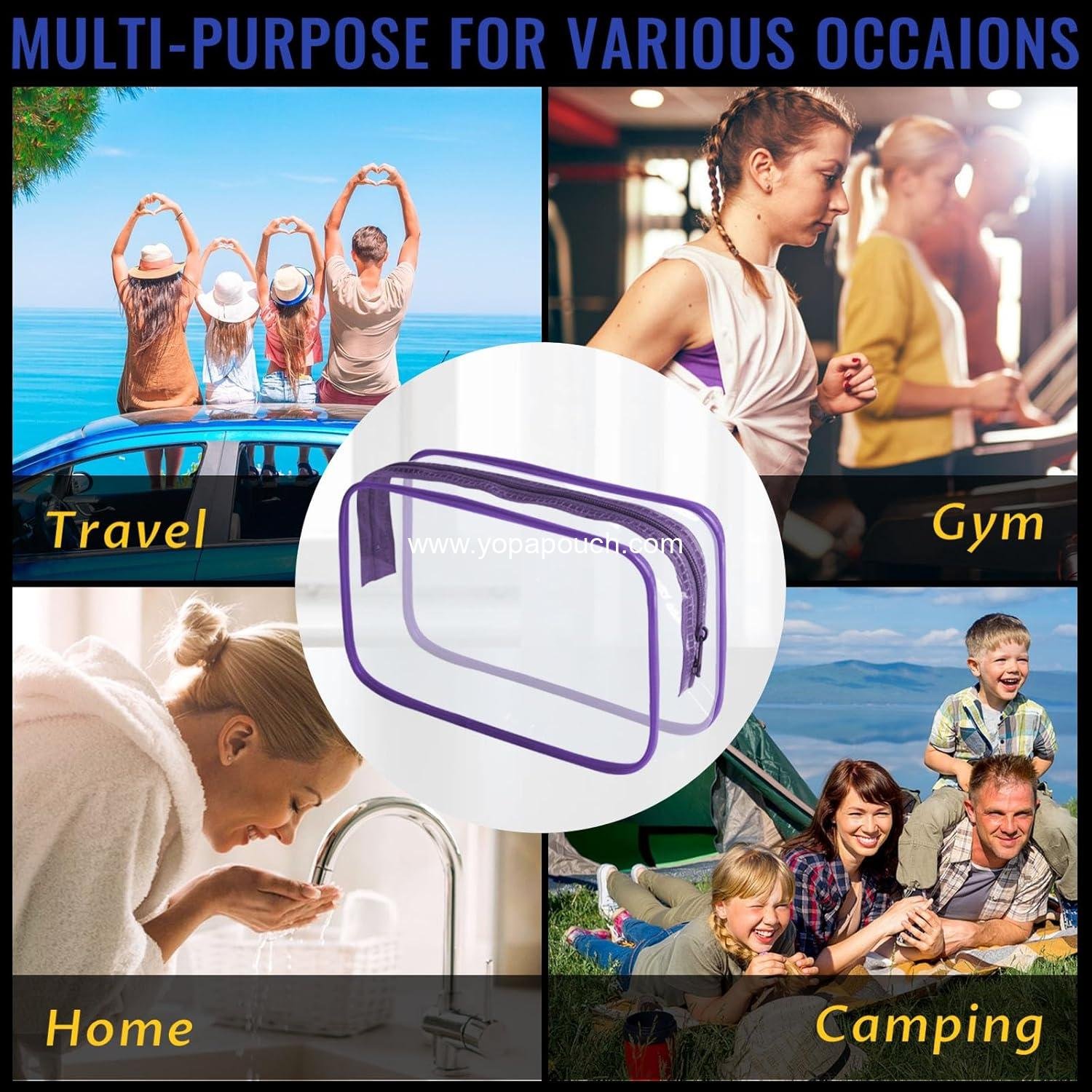 Wholesale 16-Piece Clear Makeup Bag Set - PVC Zippered Toiletry Pouch, Portable Waterproof Cosmetics Organizer for Travel and Bathroom (Purple-M) Supplier