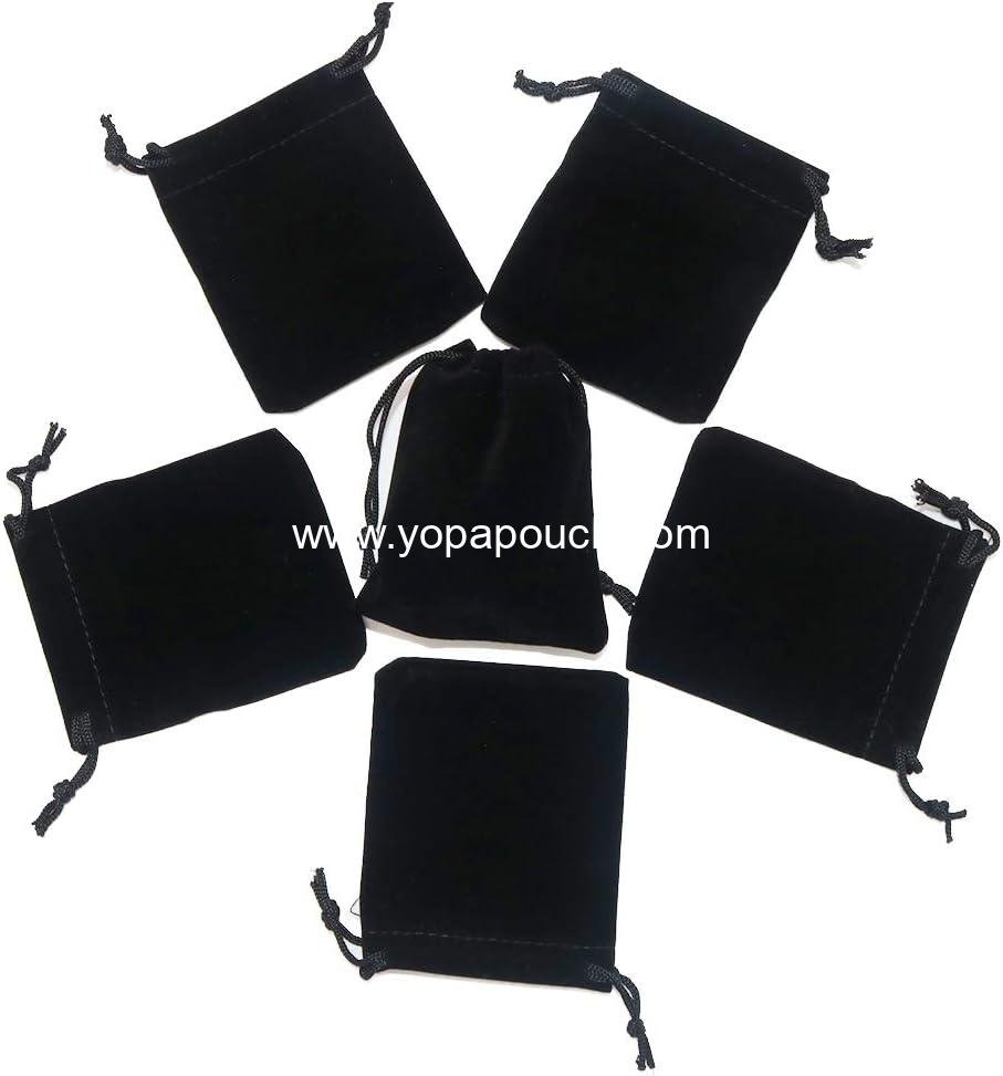 HRX Package Little Velvet Drawstring Pouches, 20pcs Black Velvet Cloth Bags for Jewelry Small Gift (3x4 inches)