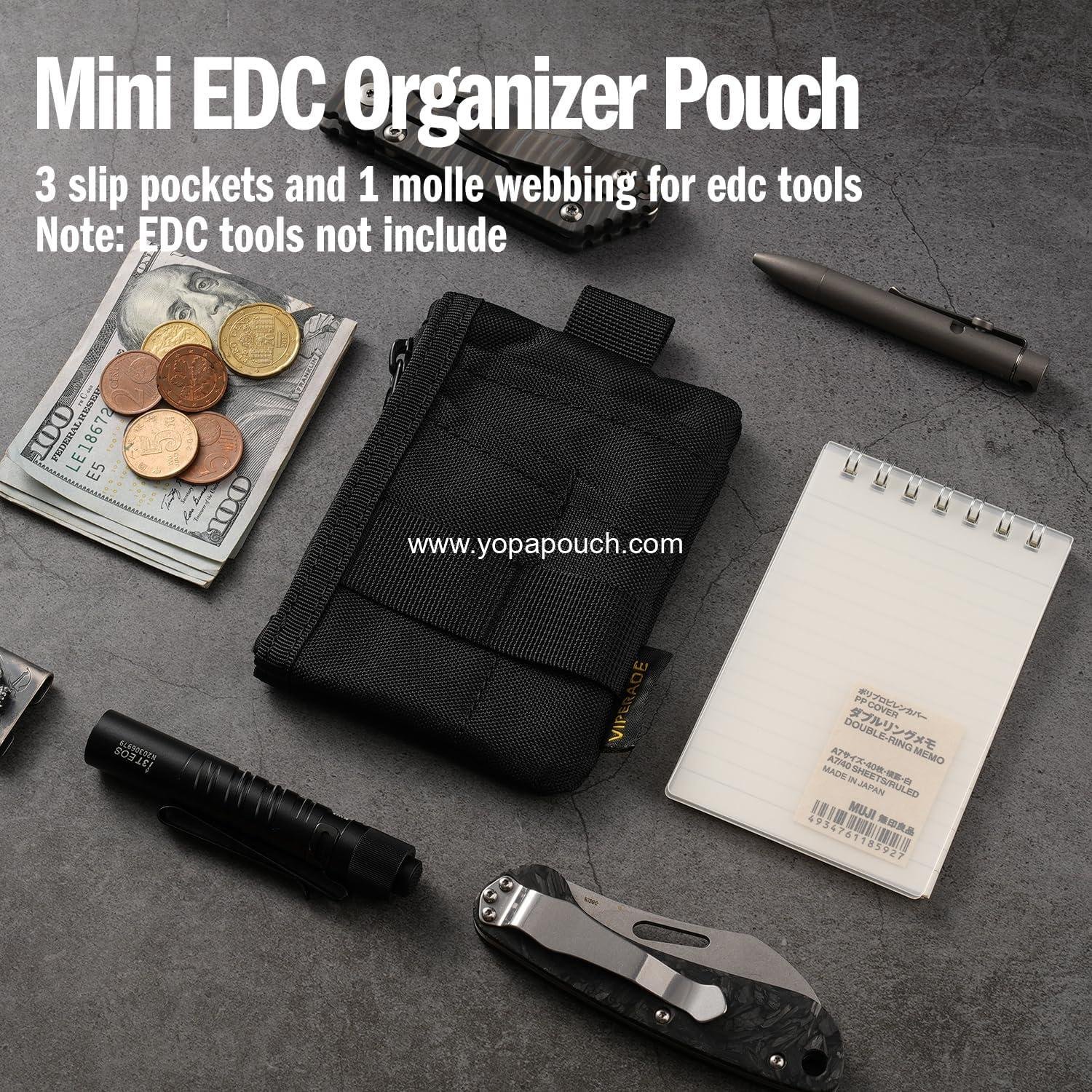 Wholesale 6-in-1 EDC Pouch, 500D Compact Pocket Organizer, Molle Tool Storage Bag, Small Coin Purse and Card Holder Pocket Pouch (Black) Supplier