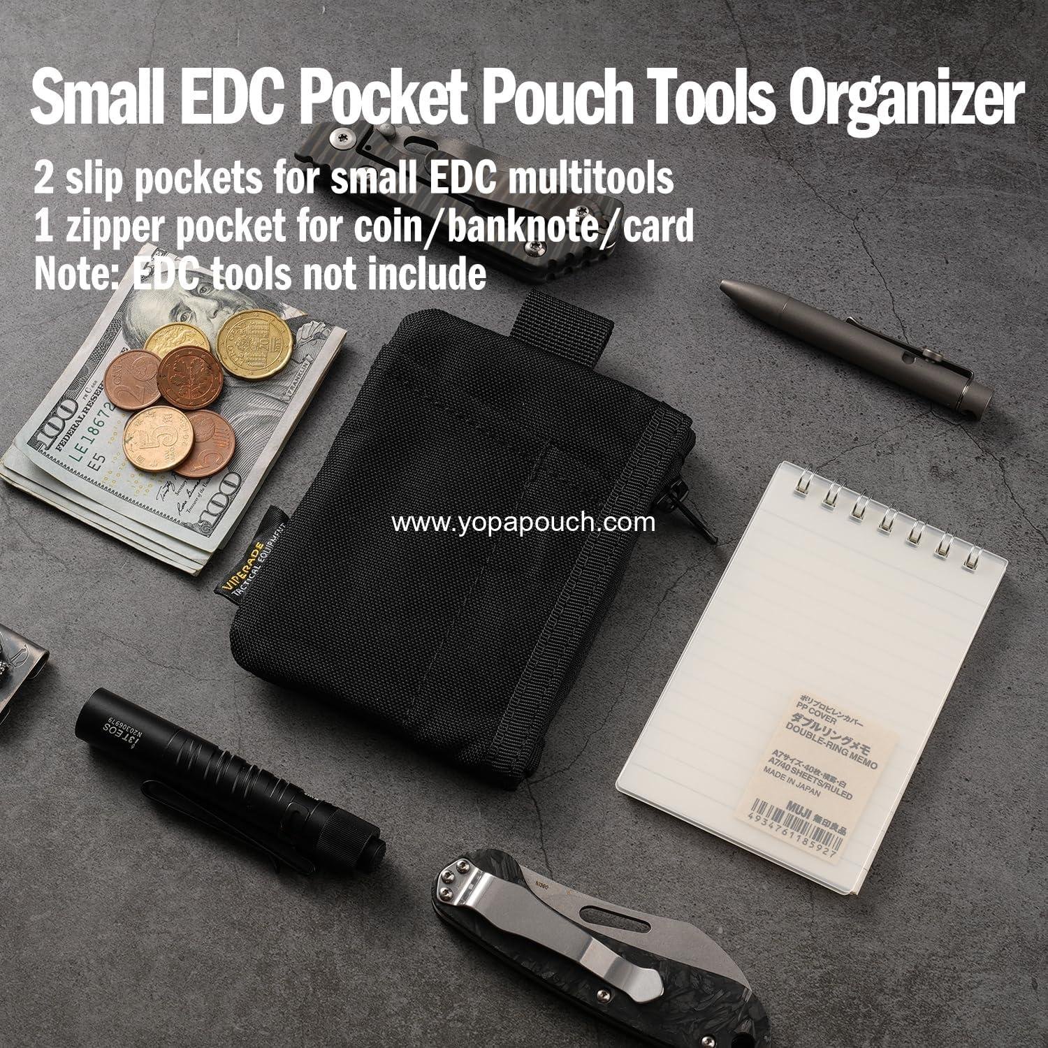 Wholesale 6-in-1 EDC Pouch, 500D Compact Pocket Organizer, Molle Tool Storage Bag, Small Coin Purse and Card Holder Pocket Pouch (Black) Supplier