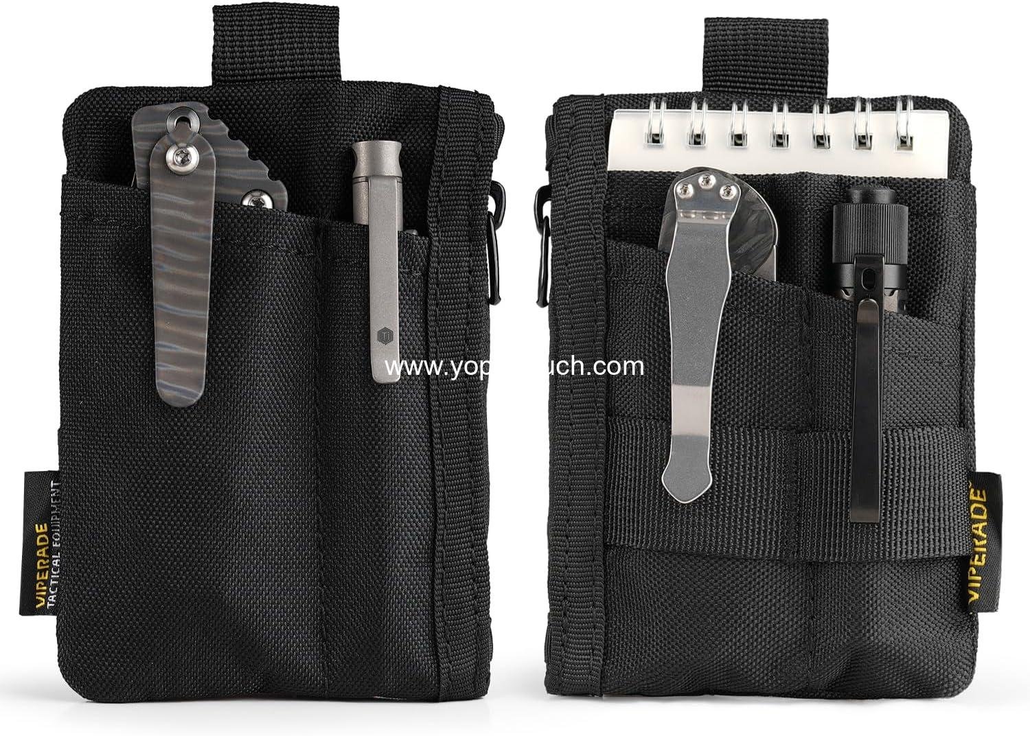 VIPERADE VE28 6-in-1 EDC Pouch, 500D Compact EDC Pocket Organizer, Molle Extension Tool Storage Bag, Small Coin Purse/Card Holder/Swiss Army Knife Pocket Pouch (Black)