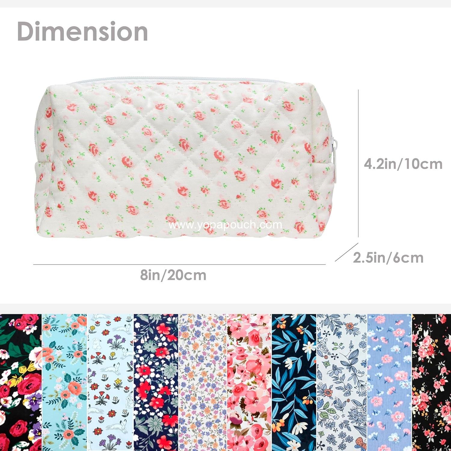Wholesale Vintage Quilted Makeup Bag Cosmetic Pouch for Brushes Pencils and Travel Accessories for Women and Girls Gauze Roseto Supplier