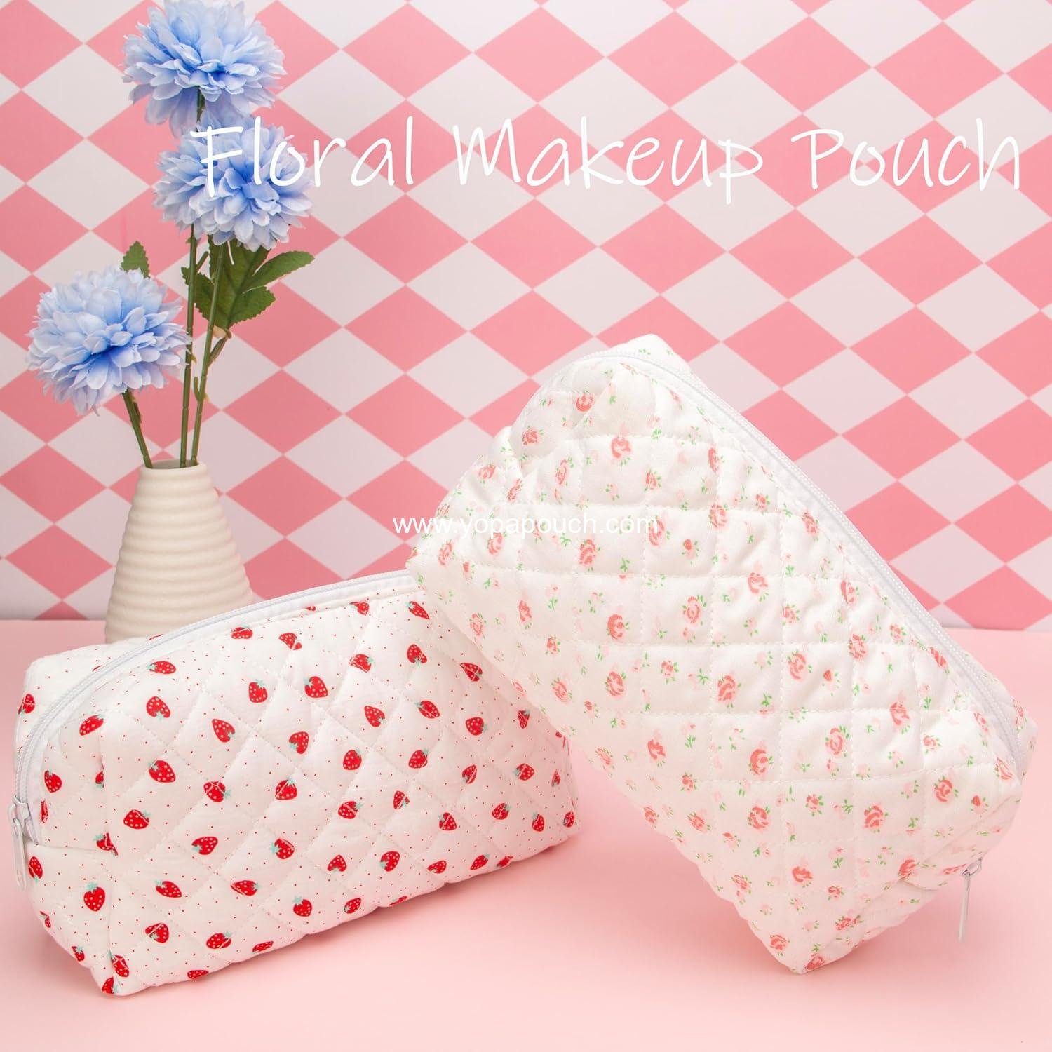 Wholesale Vintage Quilted Makeup Bag Cosmetic Pouch for Brushes Pencils and Travel Accessories for Women and Girls Gauze Roseto Supplier