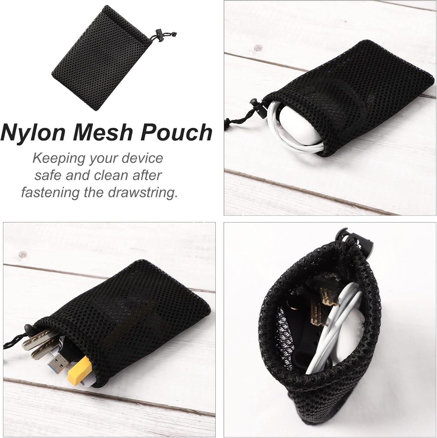 Wholesale Nylon Mesh Drawstring Bags, 5 x 3.5 Inch Small Storage Pouches for MP3, Charger, Earphone, Key - 3pcs Travel Kit Organizer for Lipstick, Cosmetic, Jewelry, Supplier