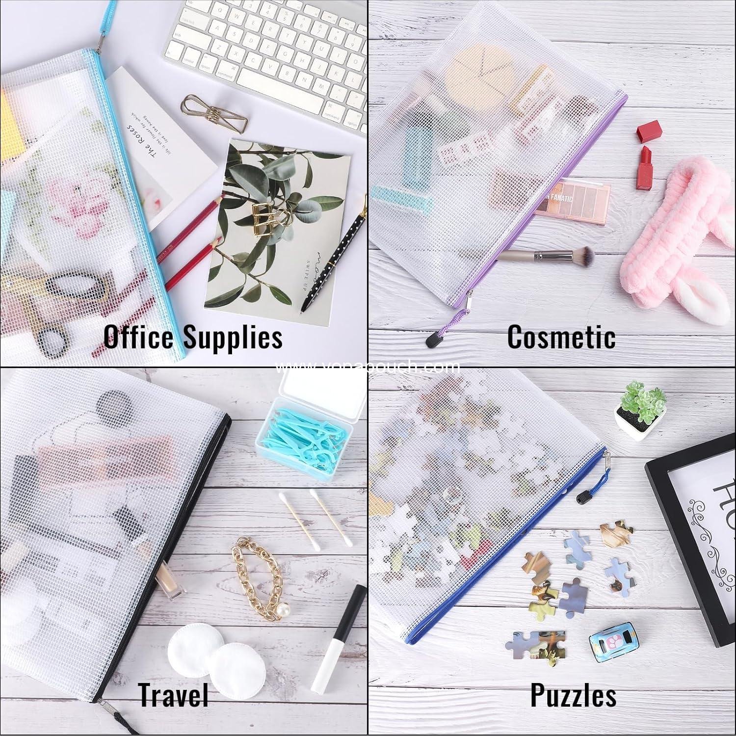 Wholesale 32pcs Mesh Zipper Pouch Bags, Zipper Pouches for Organizing A4 Letter Size Office Supplies, Puzzles - Supplier