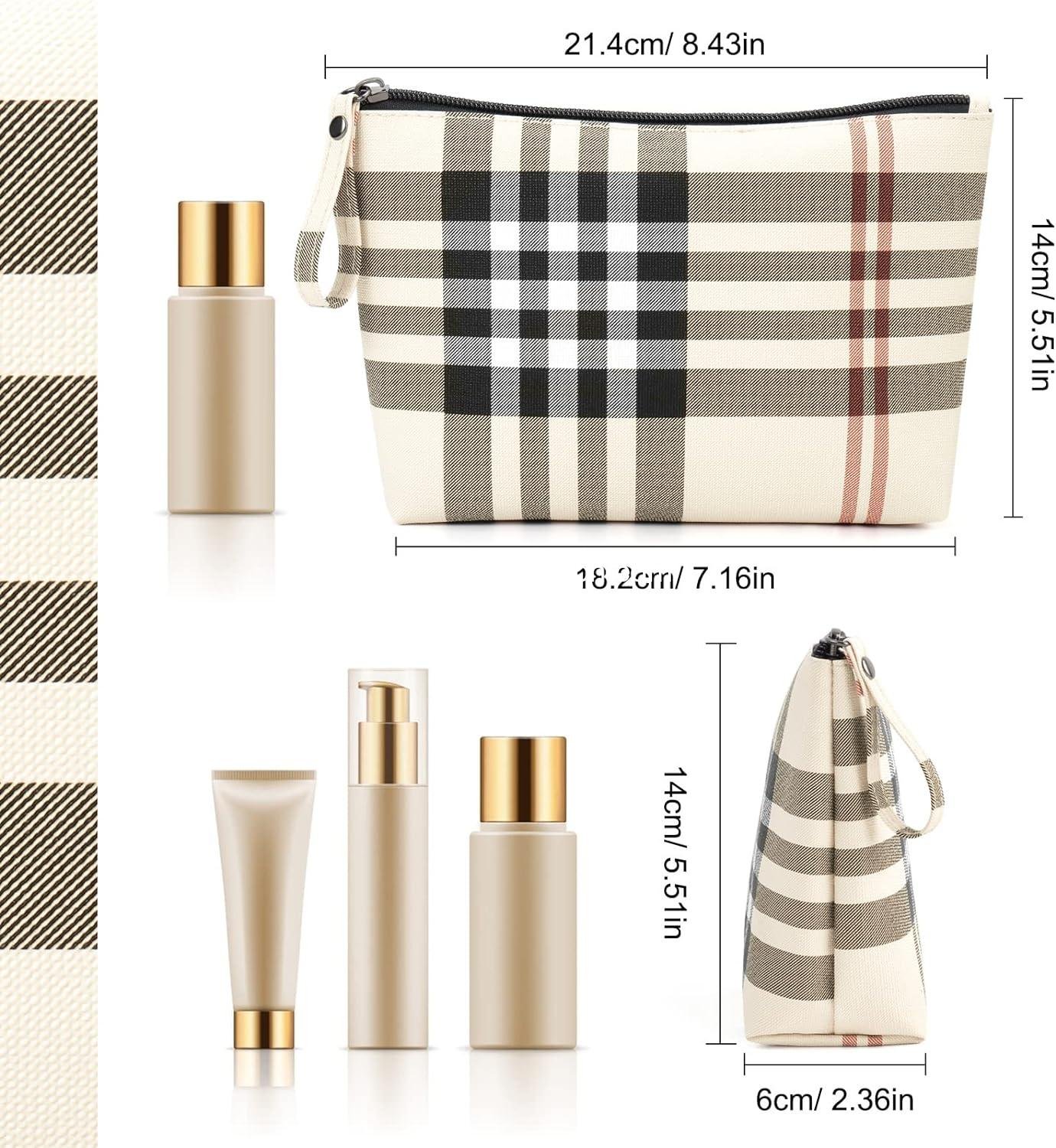 OEM Small Makeup Bag for Purse Cosmetic Storage for Women PU Leather Makeup Pouch Travel Ready with Handle,  portable Makeup Bag for Travel (Khaki) Supplier