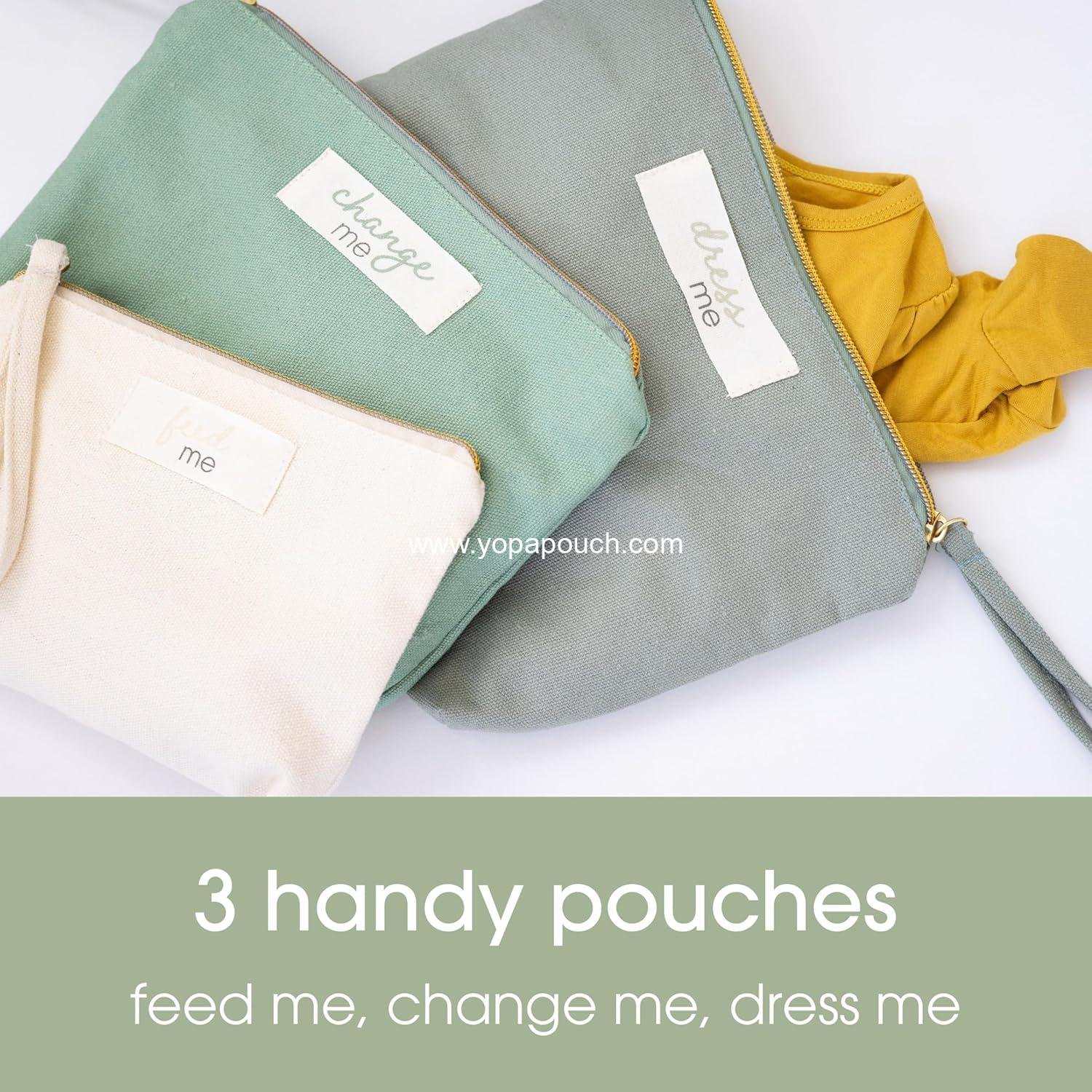 OEM Baby Diaper Bag Organizing Pouch Set – Feed Me, Change Me, Dress Me – Recycled Cotton Zip Pouches for Gender Neutral Diaper Bag Accessories and Baby Essentials Organizer - Set of 3, Supplier