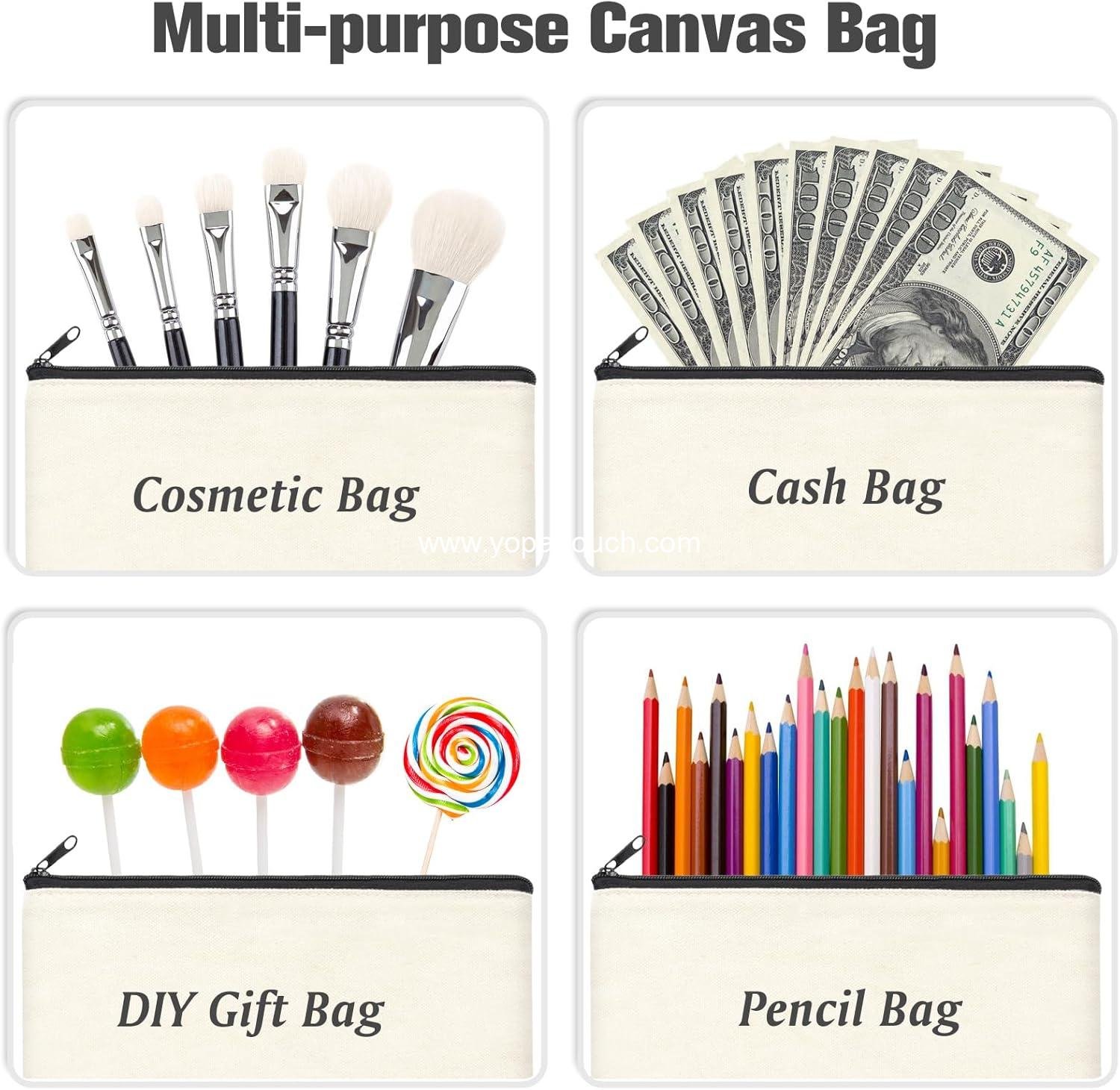 Wholesale Multi-purpose Cosmetic Bag - Blank Canvas Zipper Pouch for Makeup, Travel Toiletry, and DIY Craft Storage (8.3 x 5 inches) Manufacturer