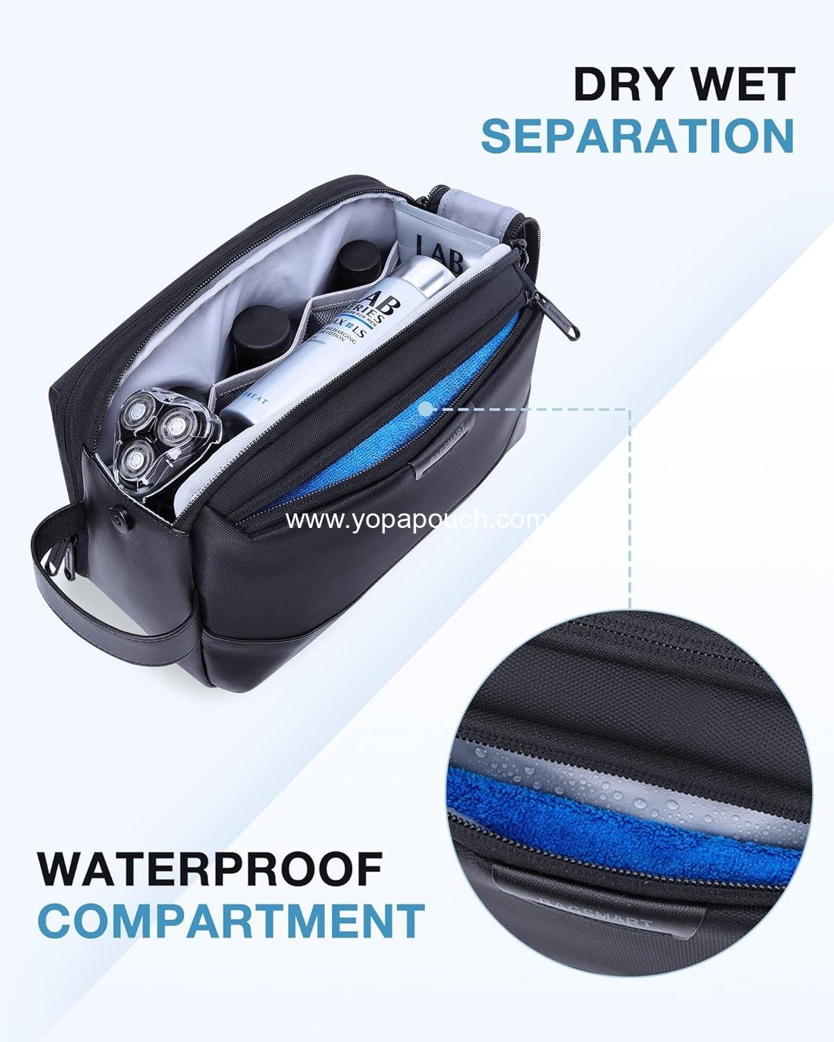 Wholesale Large Travel Toiletry Organizer for Men - Water-resistant Dopp Kit for Accessories - Black Supplier