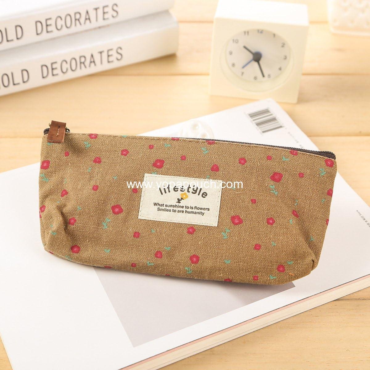Wholesale Floral Canvas Zipper Pencil Case - Cute Flower Tree Fabric Pen Bag Set, 4 Pcs, ODM Supplier