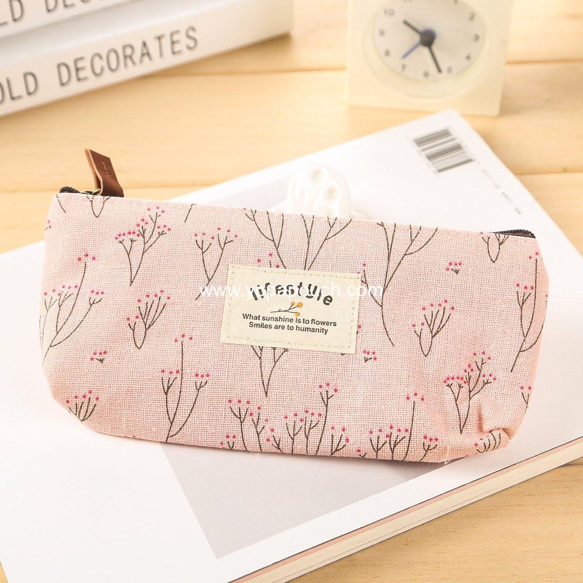 Wholesale Floral Canvas Zipper Pencil Case - Cute Flower Tree Fabric Pen Bag Set, 4 Pcs, ODM Supplier