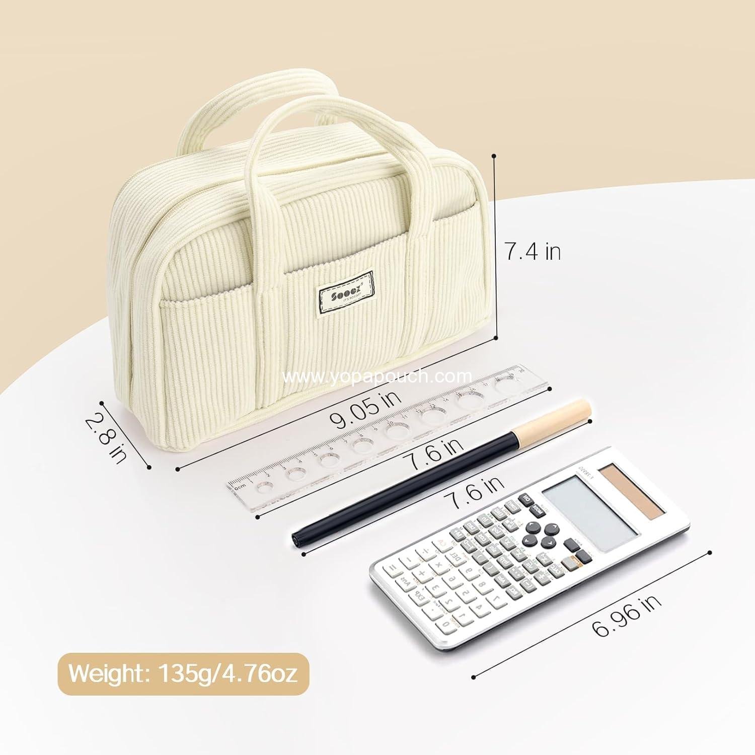 Wholesale Large Pencil Case Pouch, Extra Big Pencil Bag with 5 Compartments, Wide Opening Soft Corduroy Organizer with Zipper, Cute Aesthetic School Supplies for Teen Girls - Black Manufacturer