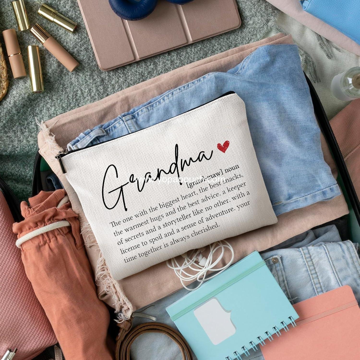 OEM Grandma Gifts Makeup Bag for Christmas from Grandkids, Cosmetic Travel Organizer Toiletry Pouch, Perfect Gift for Women, Factory