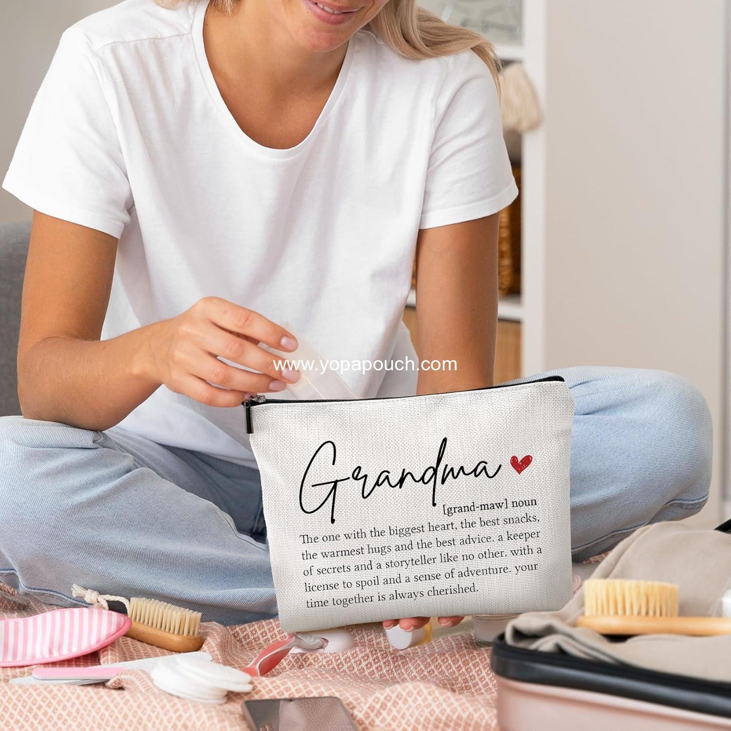 OEM Grandma Gifts Makeup Bag for Christmas from Grandkids, Cosmetic Travel Organizer Toiletry Pouch, Perfect Gift for Women, Factory