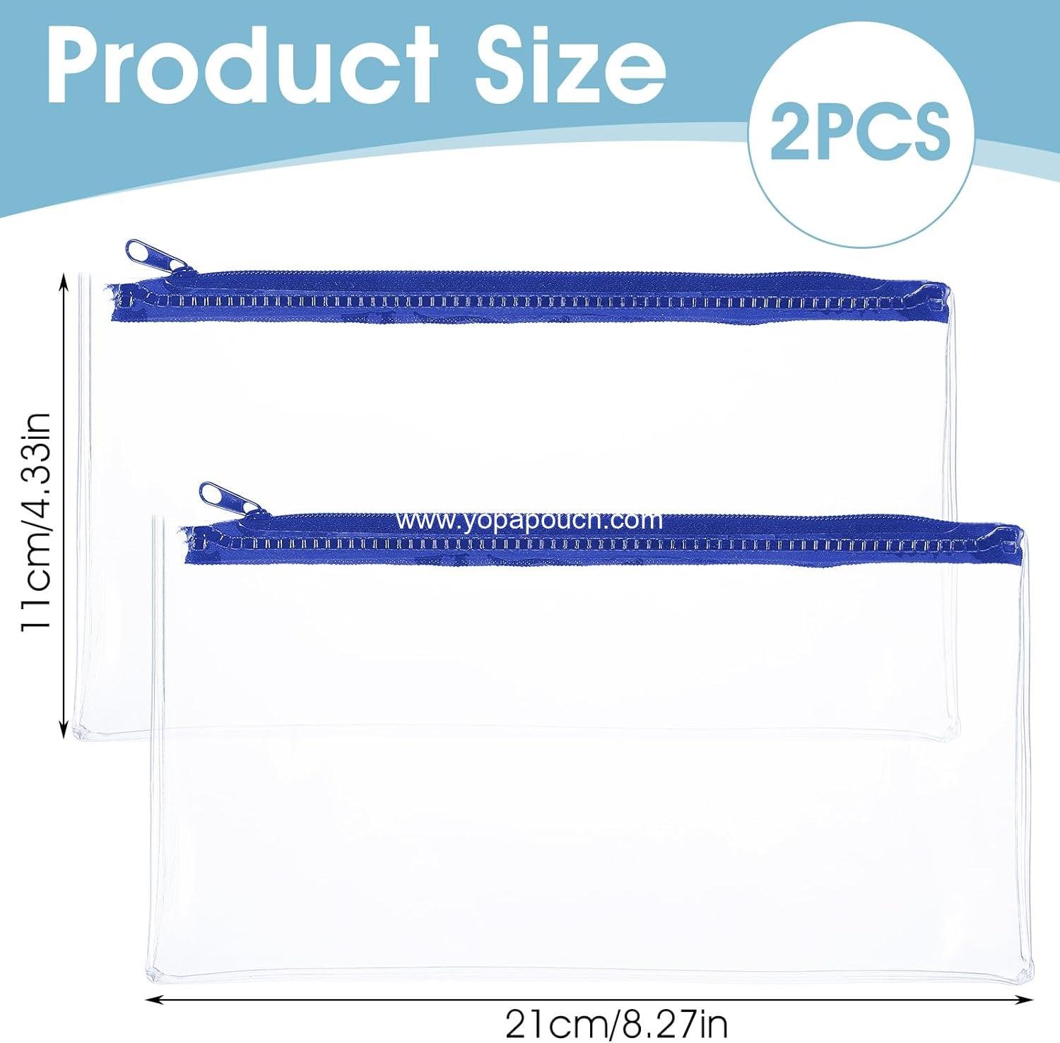 Wholesale Clear Plastic Pouch with Zipper - 2 Pcs Transparent Waterproof Case for Exams, Cosmetics, Office Supplies, and Small Pencils - Supplier