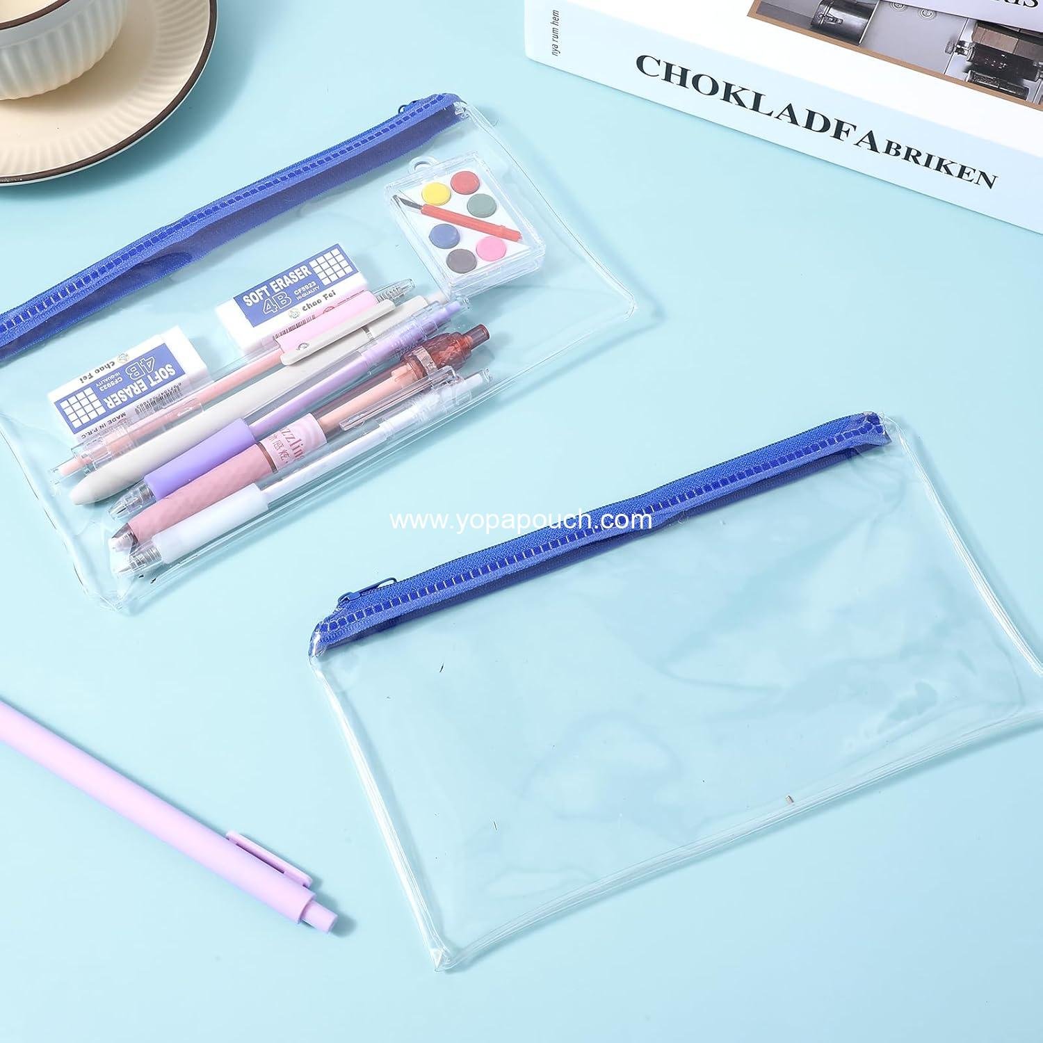 Wholesale Clear Plastic Pouch with Zipper - 2 Pcs Transparent Waterproof Case for Exams, Cosmetics, Office Supplies, and Small Pencils - Supplier