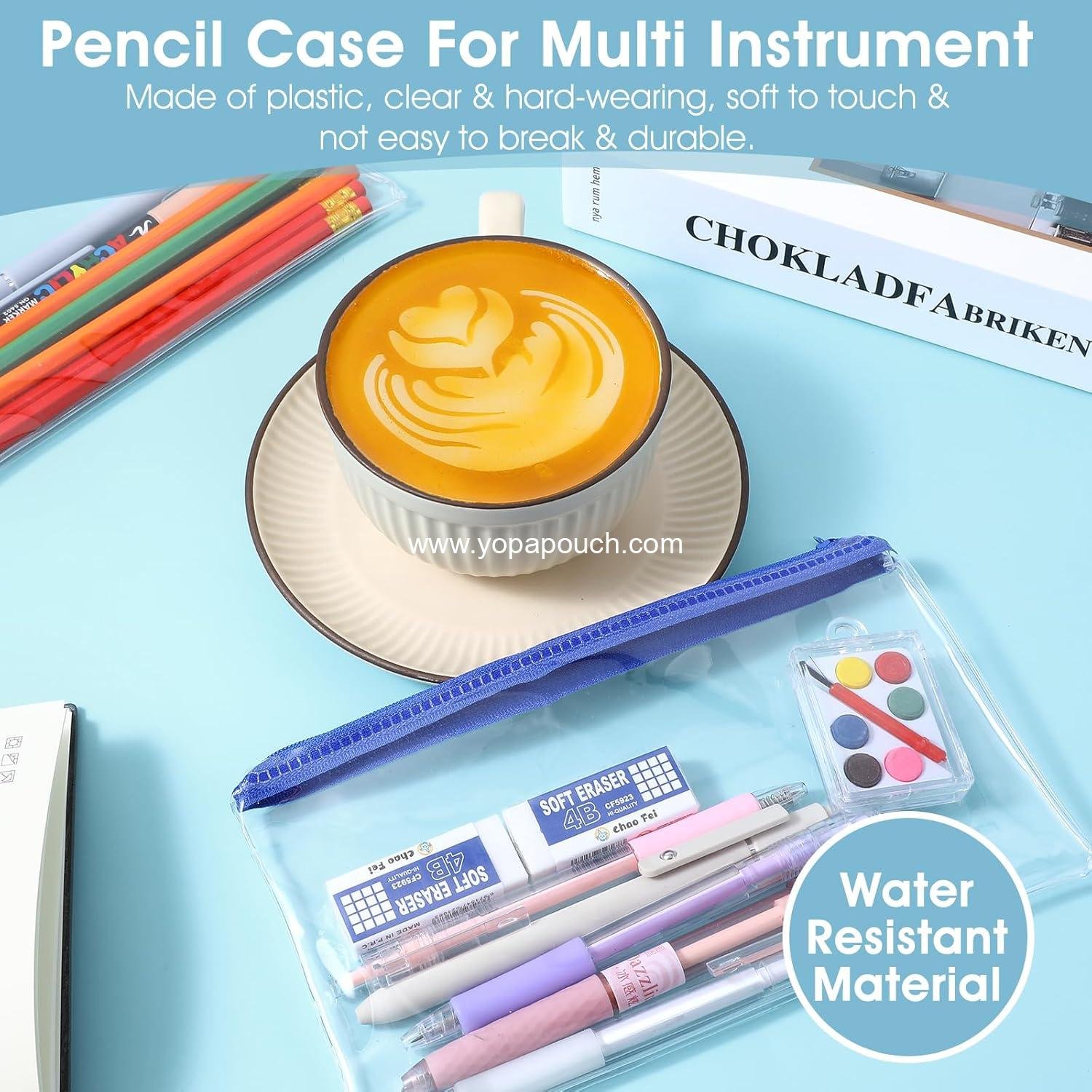 Wholesale Clear Plastic Pouch with Zipper - 2 Pcs Transparent Waterproof Case for Exams, Cosmetics, Office Supplies, and Small Pencils - Supplier