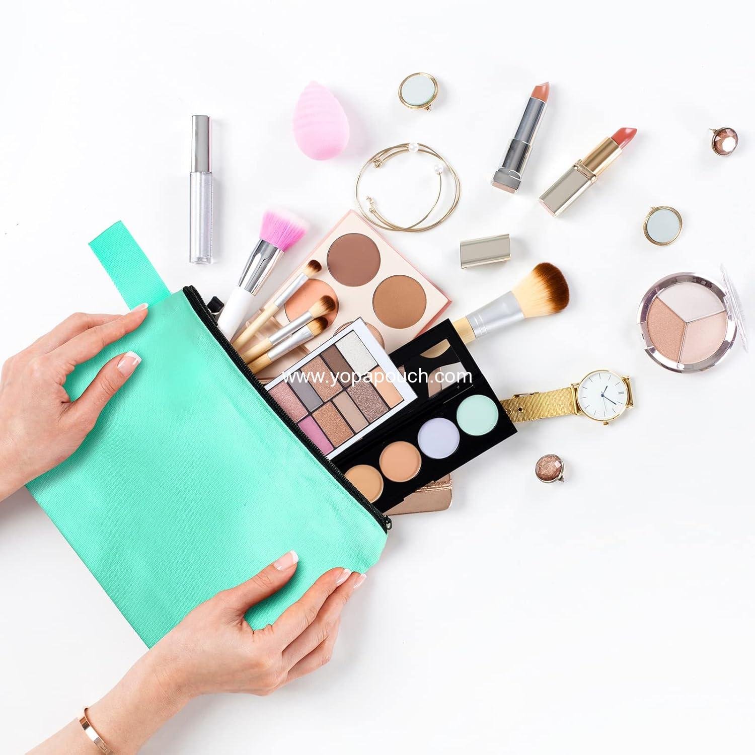 Wholesale 30 Pcs Makeup Bag Set - Travel Canvas Cosmetic Pouches, Portable Blank Zipper Toiletry Organizers (9.8 x 5 x 2 Inch) for Women - Multipurpose Assorted Colors - OEM Supplier