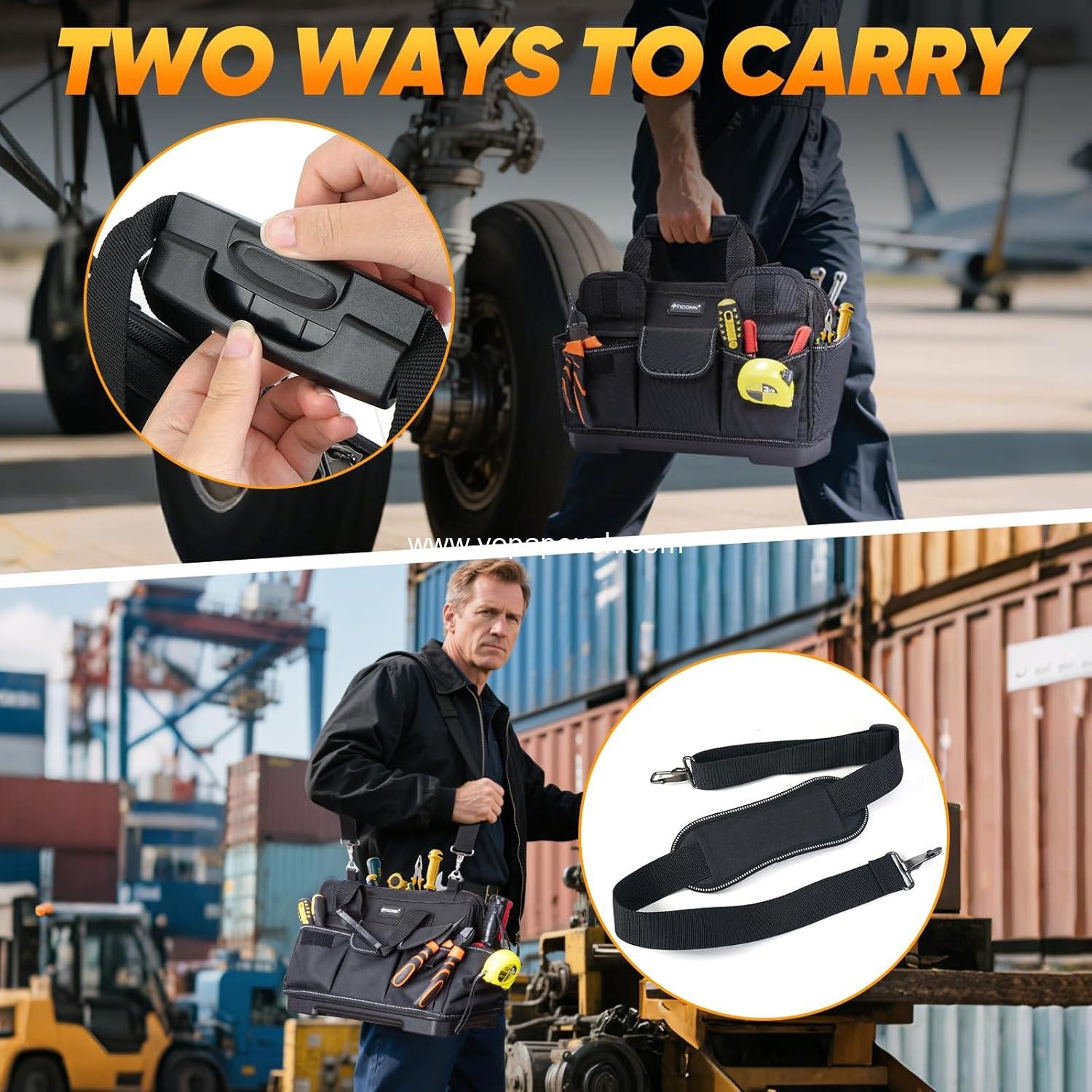 Wholesale Heavy Duty Tool Bag with Multi-Pockets | Portable Organizer Storage Bag with Adjustable Shoulder Strap and Ergonomic Handle (16