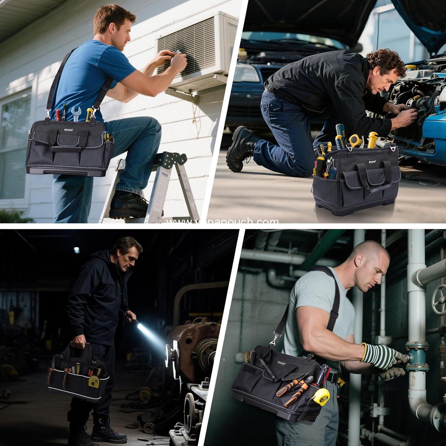 Wholesale Heavy Duty Tool Bag with Multi-Pockets | Portable Organizer Storage Bag with Adjustable Shoulder Strap and Ergonomic Handle (16